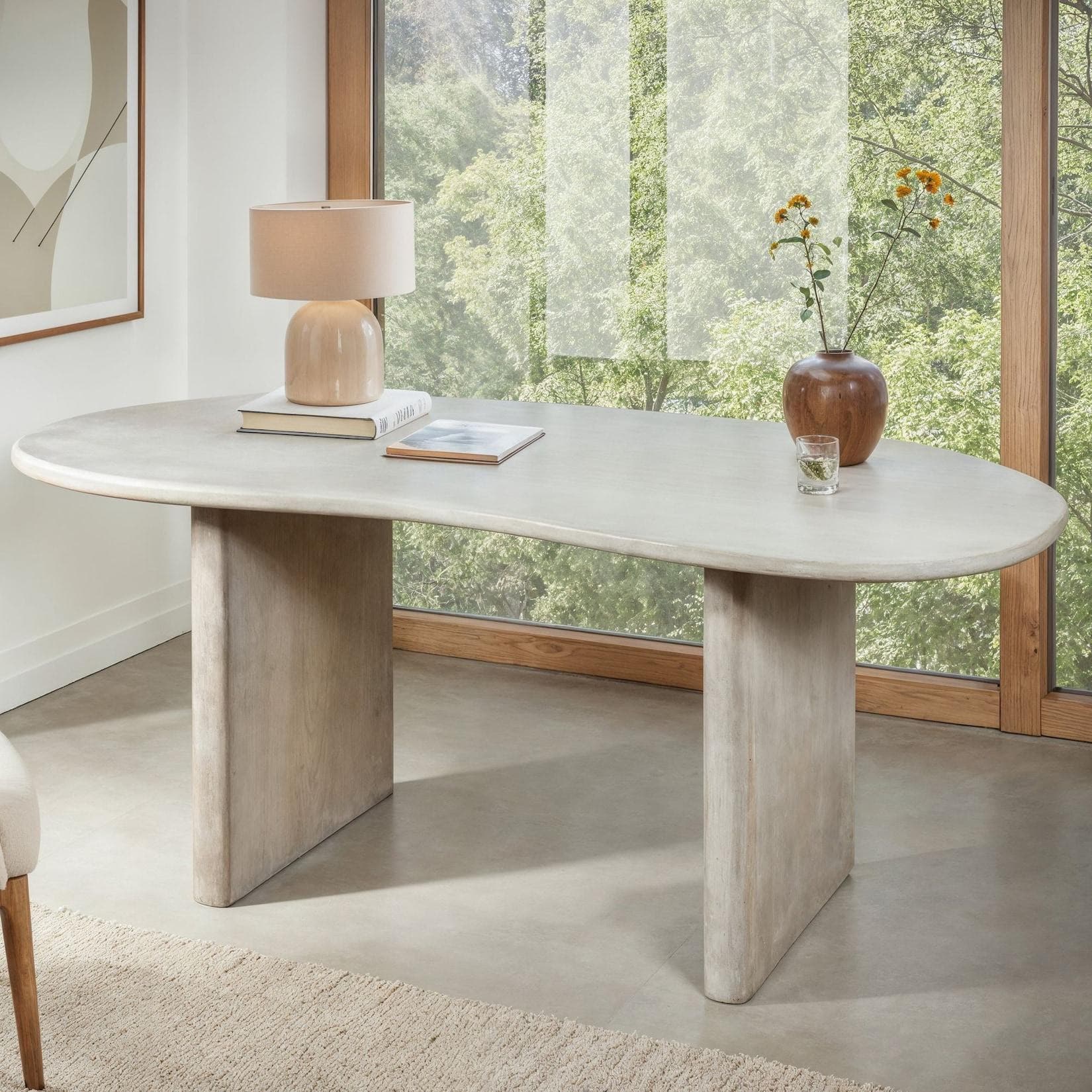 FINEBUY Schreibtisch FB111752 Bürotisch 180 cm Massivholz Nierenform