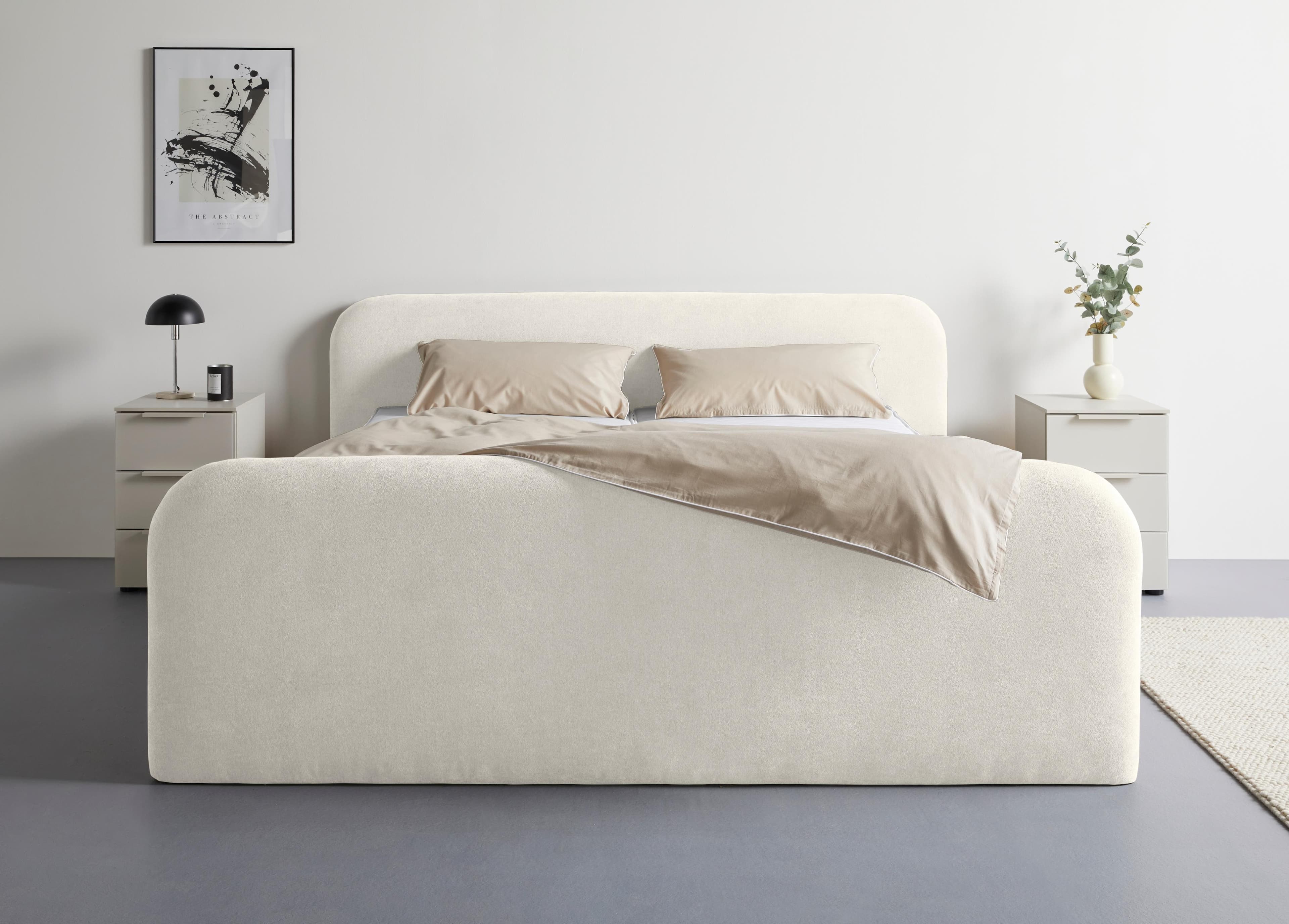 Polsterbett Cleomi inklusive Bettkasten, creme, LeGer Home by Lena Gercke
