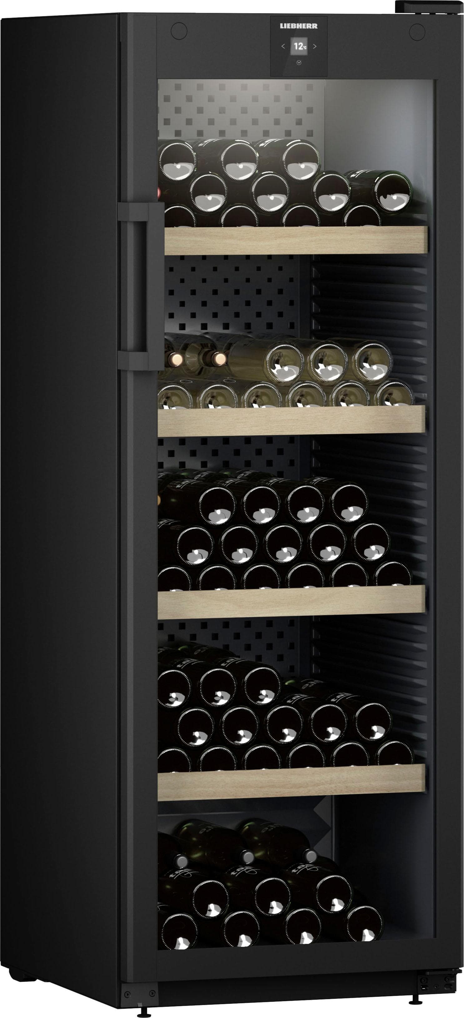 Moderner Weinkühlschrank aus Holz in Schwarz