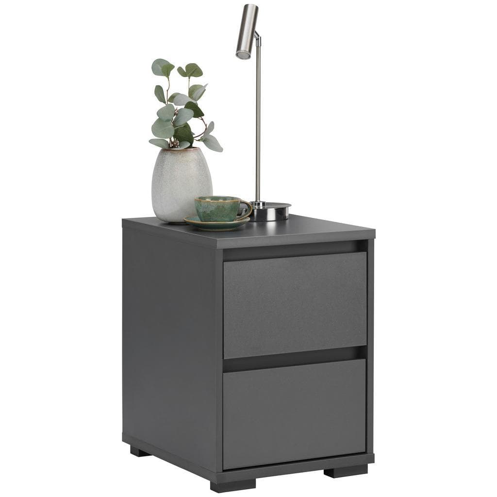 Carryhome Nachtschrank Anthrazit Holzwerkstoff 2 Schubladen