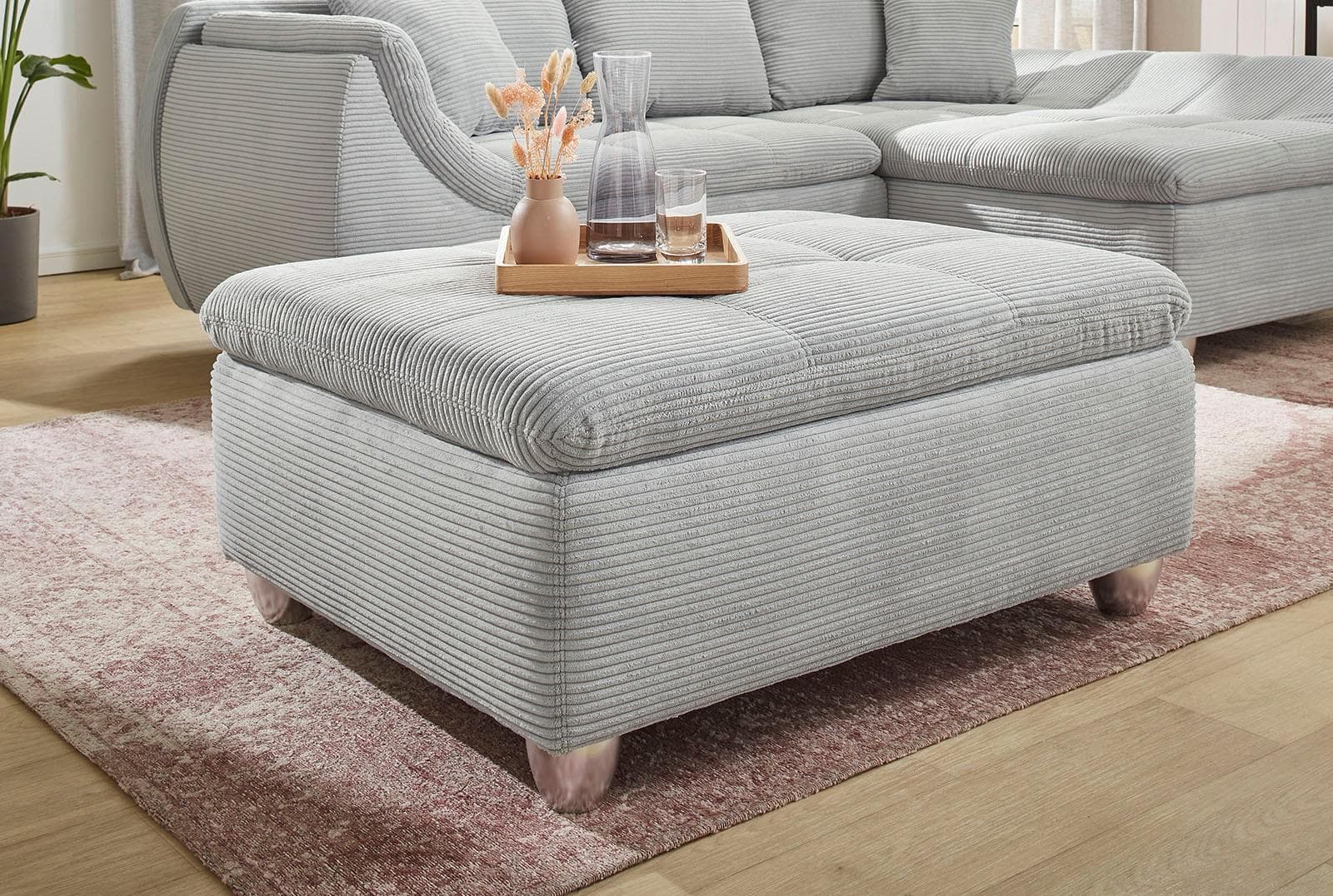 Jockenhöfer Hocker Genua Hellgrau Cord