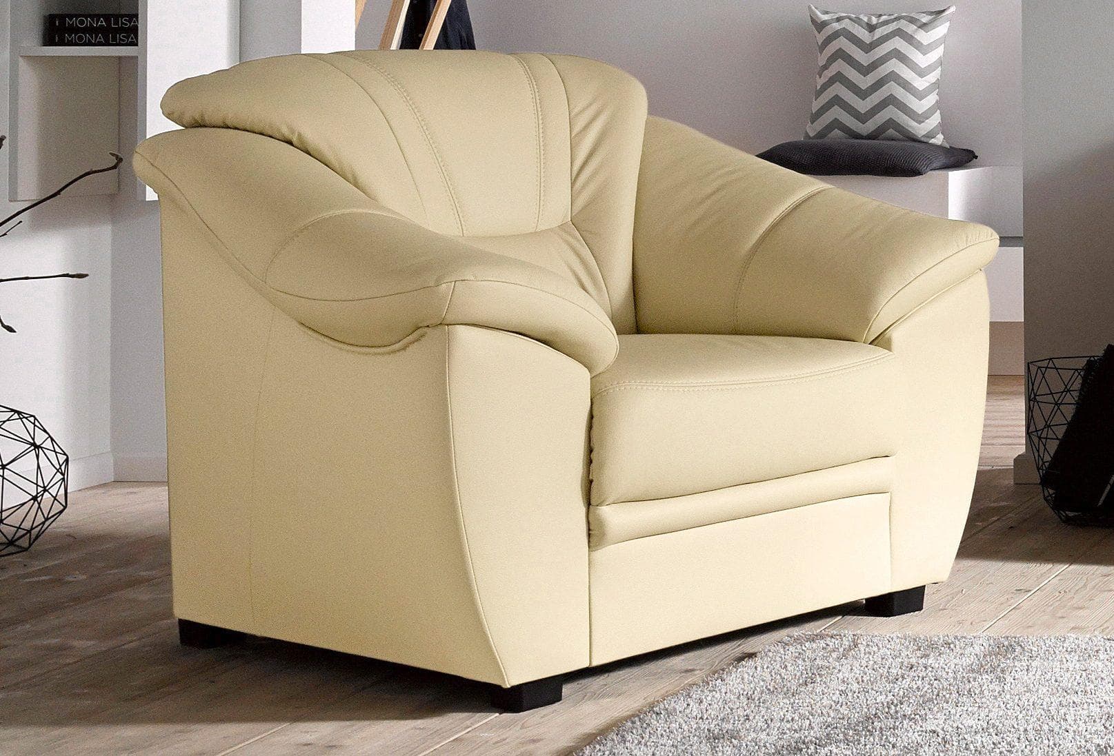 SIT & MORE Sessel Savona Creme Naturleder Modern