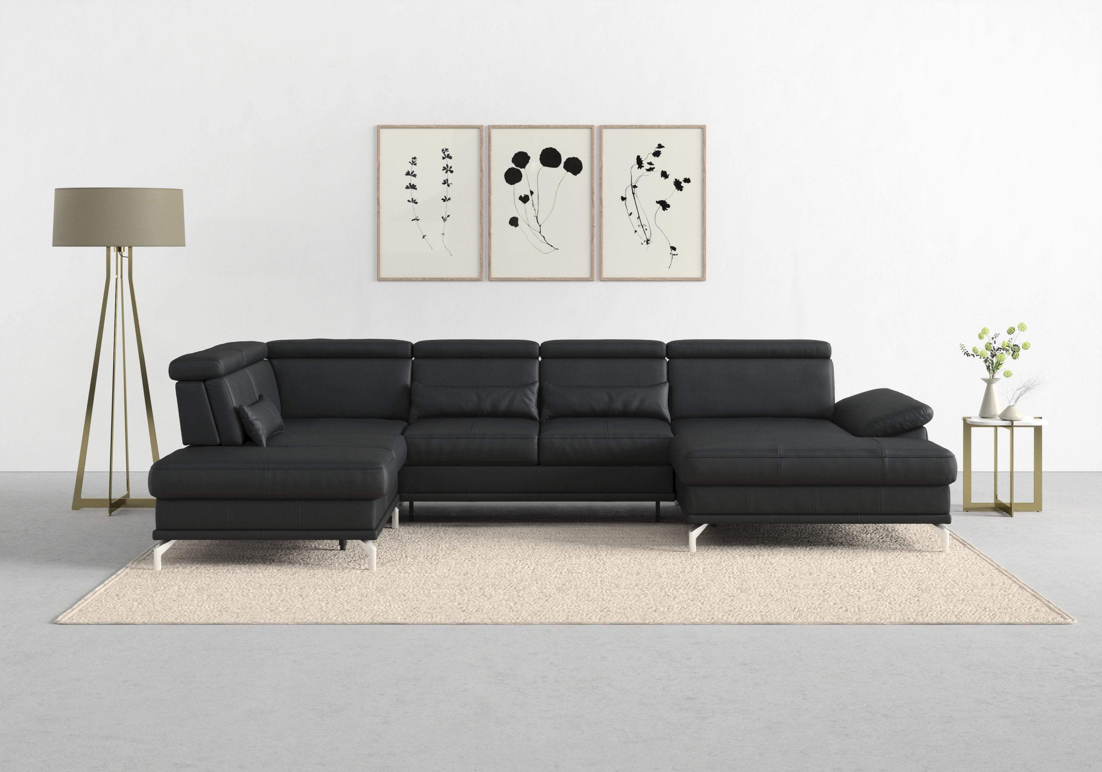 sit&more Cabrio U-Form Wohnlandschaft mit Lederbezug und Verstellfunktion