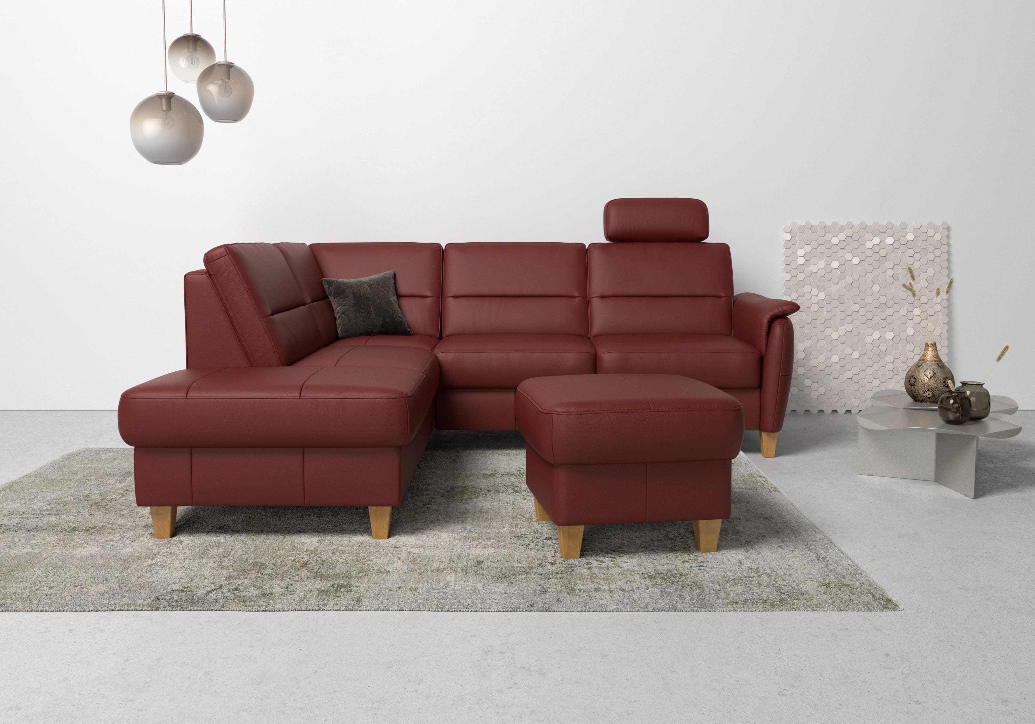 HOME AFFAIRE Ecksofa Palmera L-Form Rot Luxus-Microfaser