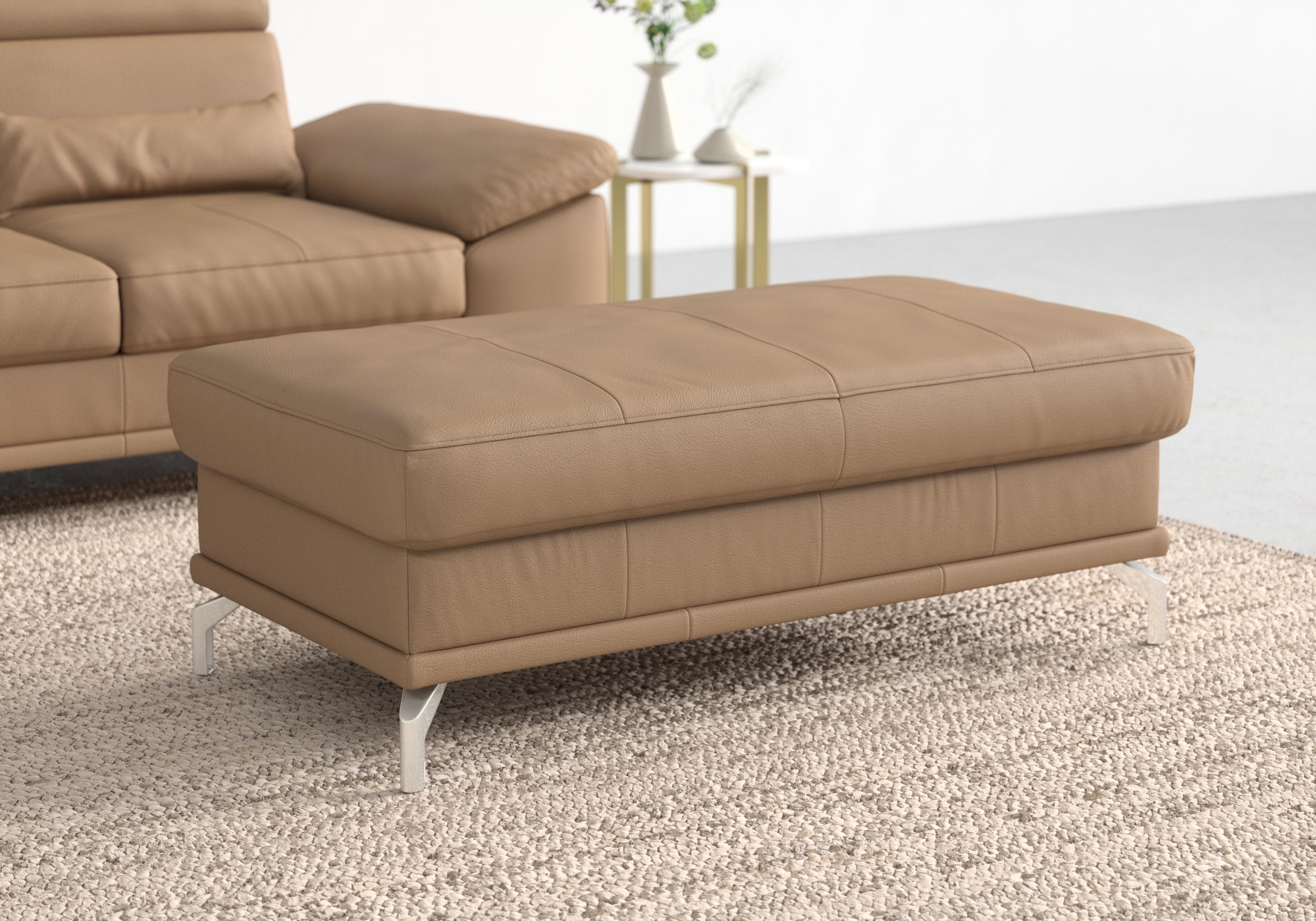 SIT & MORE Hocker Cabrio Leder Cappucino Silber