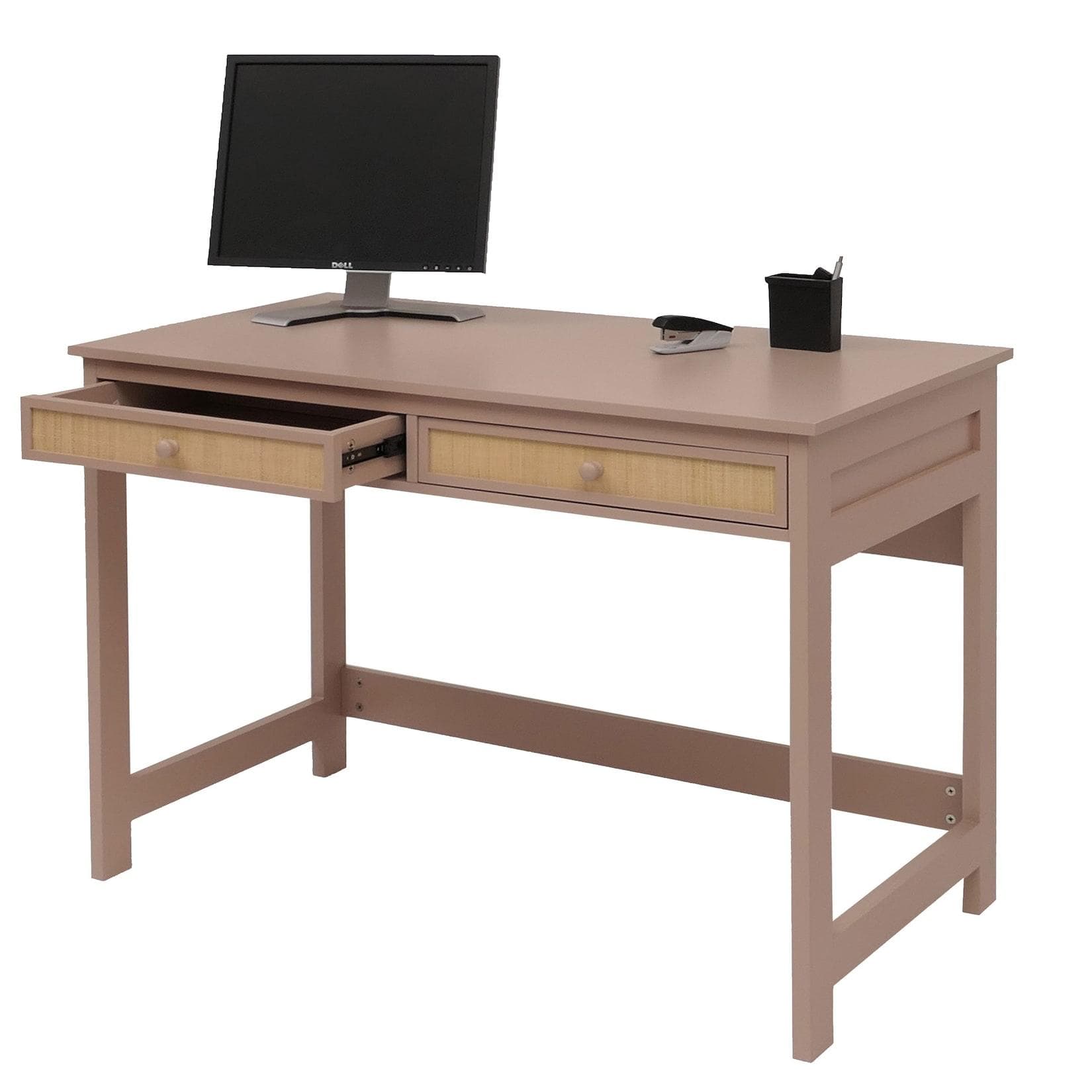 MCW Schreibtisch MCW-O36 Beige mit dekorativen Knöpfen