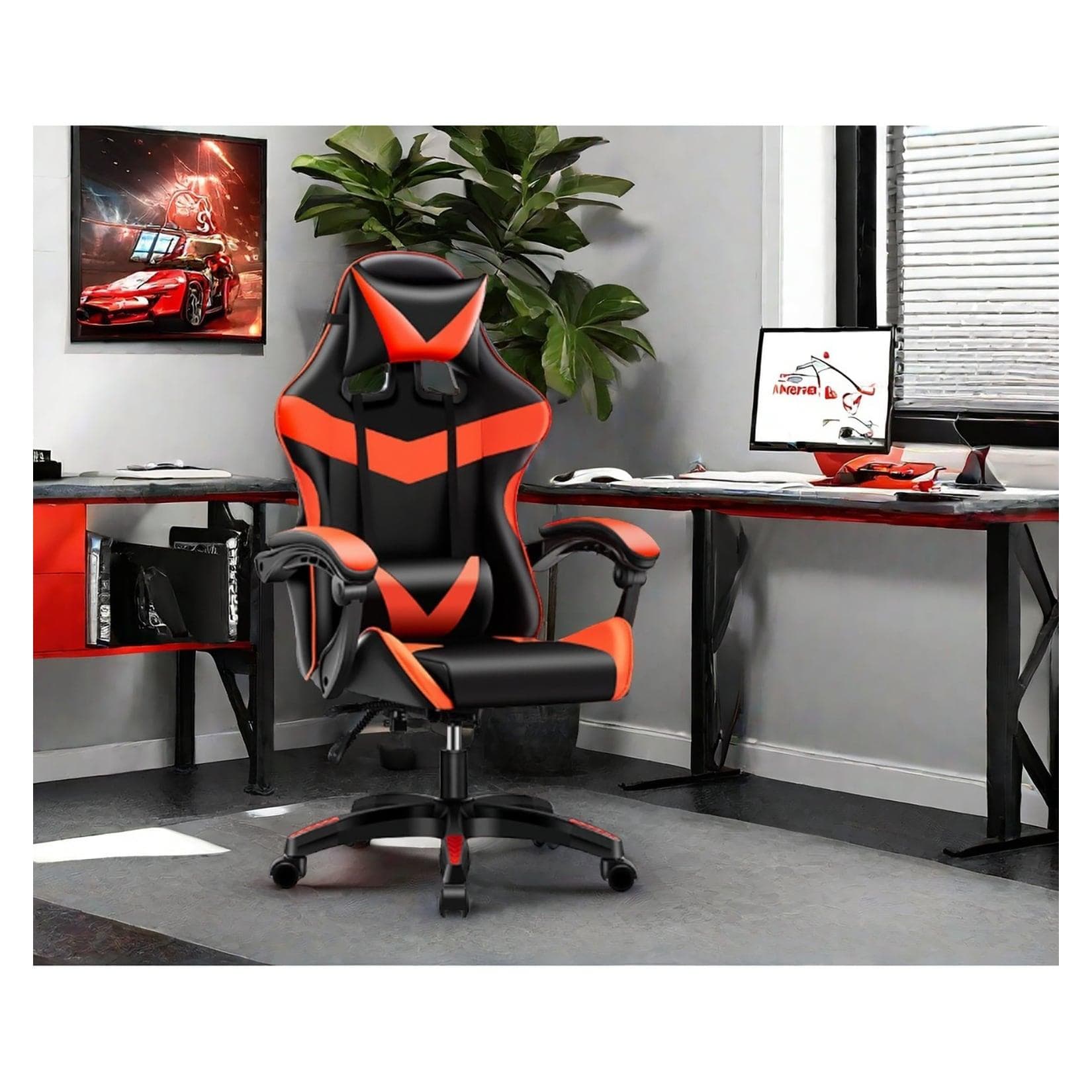 HTI-Living Bürostuhl Schwarz/Rot Krit Power Gaming Stuhl