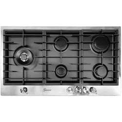 Gurari TY905VPGC Gaskochfeld 90 cm Edelstahl Schwarz DEFENDI Flat-Brenner