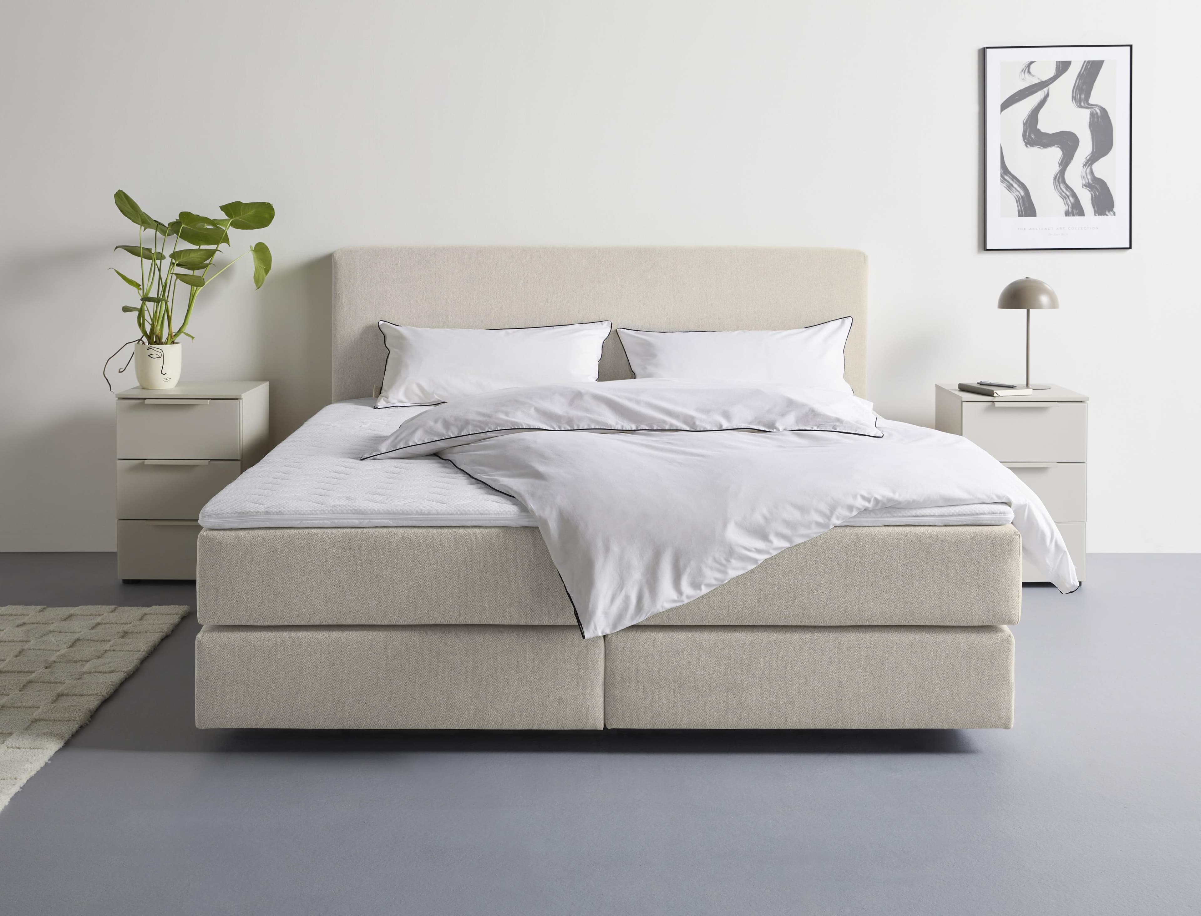 Boxspringbett Zalia Beige Bonnell-Federkernmatratze