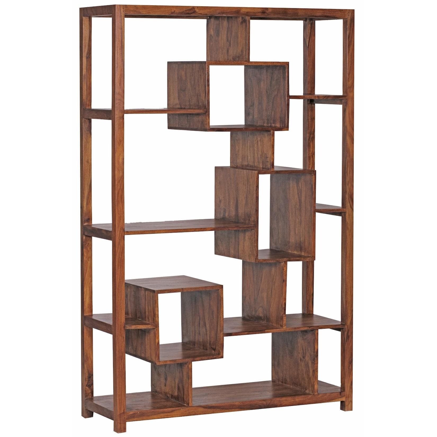 KADIMA DESIGN Bücherregal Sheesham Landhaus-Stil Ablagefächer