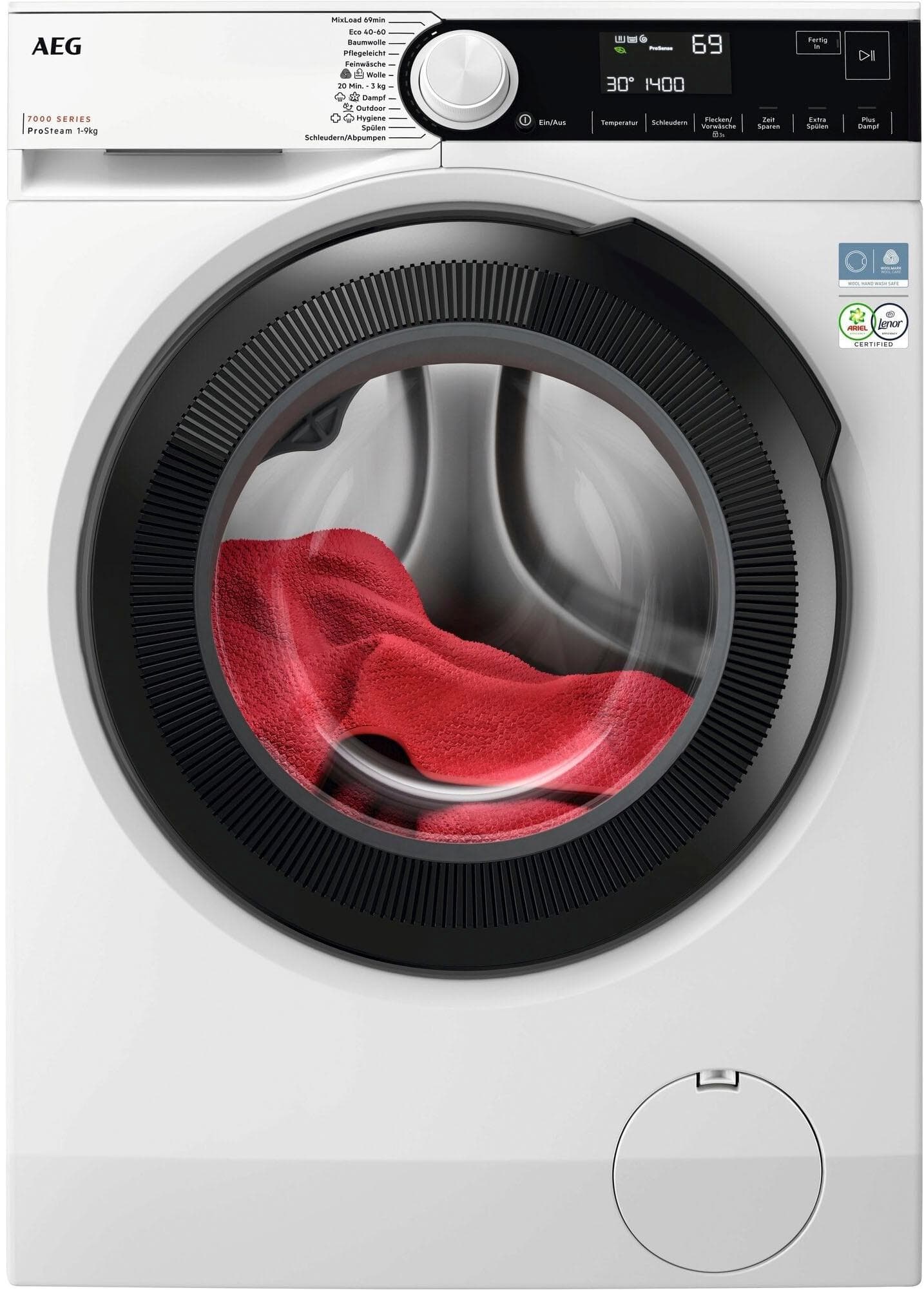 AEG Waschmaschine LR7GA49FL 9 kg ProSteam Weiß