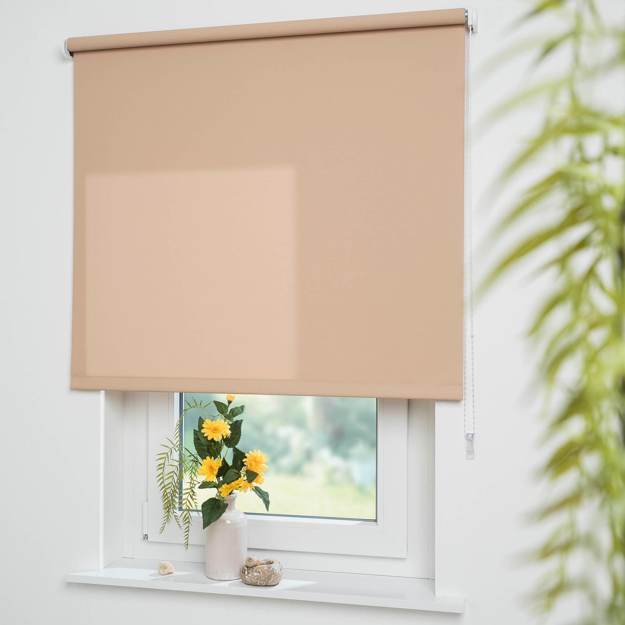 Liedeco Seitenzugrollo Uni Beige Polyester