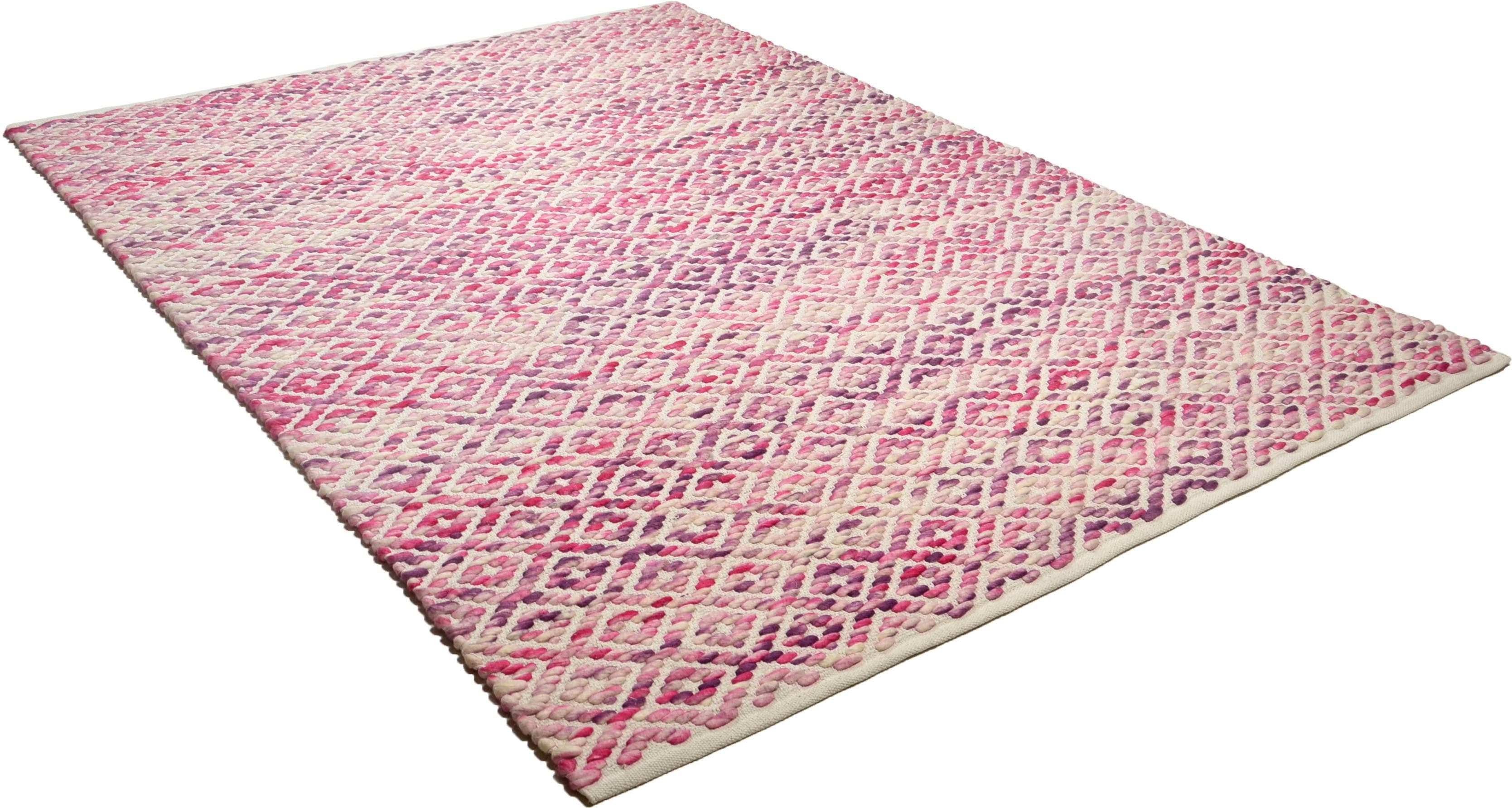 Wollteppich TOM TAILOR HOME Diamond Lila Rautenmuster