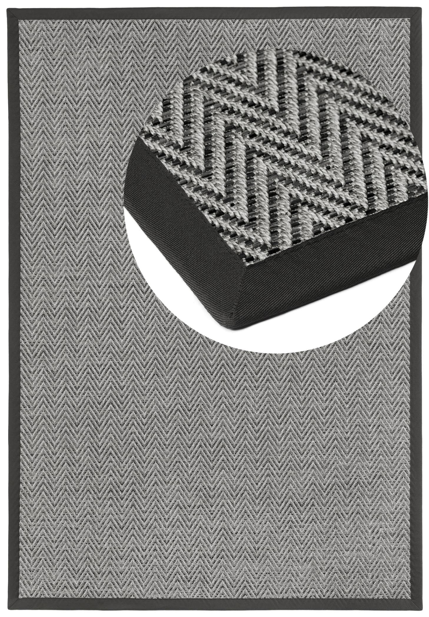 DEKOWE BasicS2 Fischgrat Teppich Grau Kunstfaser