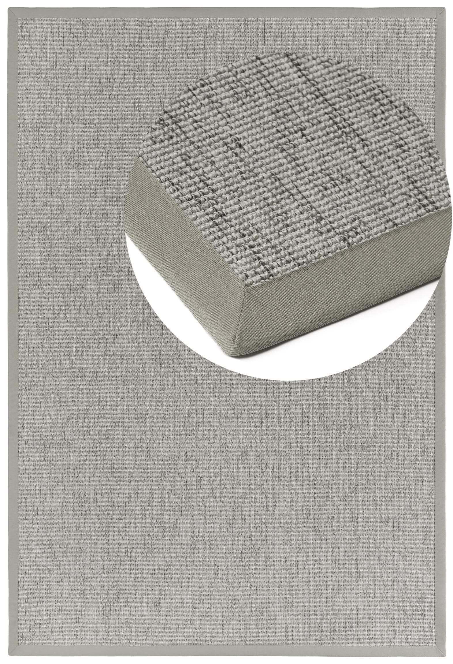 DEKOWE Basic S2 Bouclé Teppich Silberfarben Sisaloptik 200x290cm