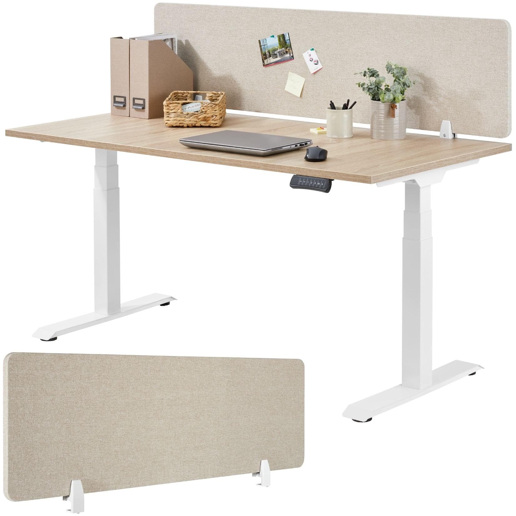 tectake Raumteiler Schreibtisch Trennwand Beige Modern