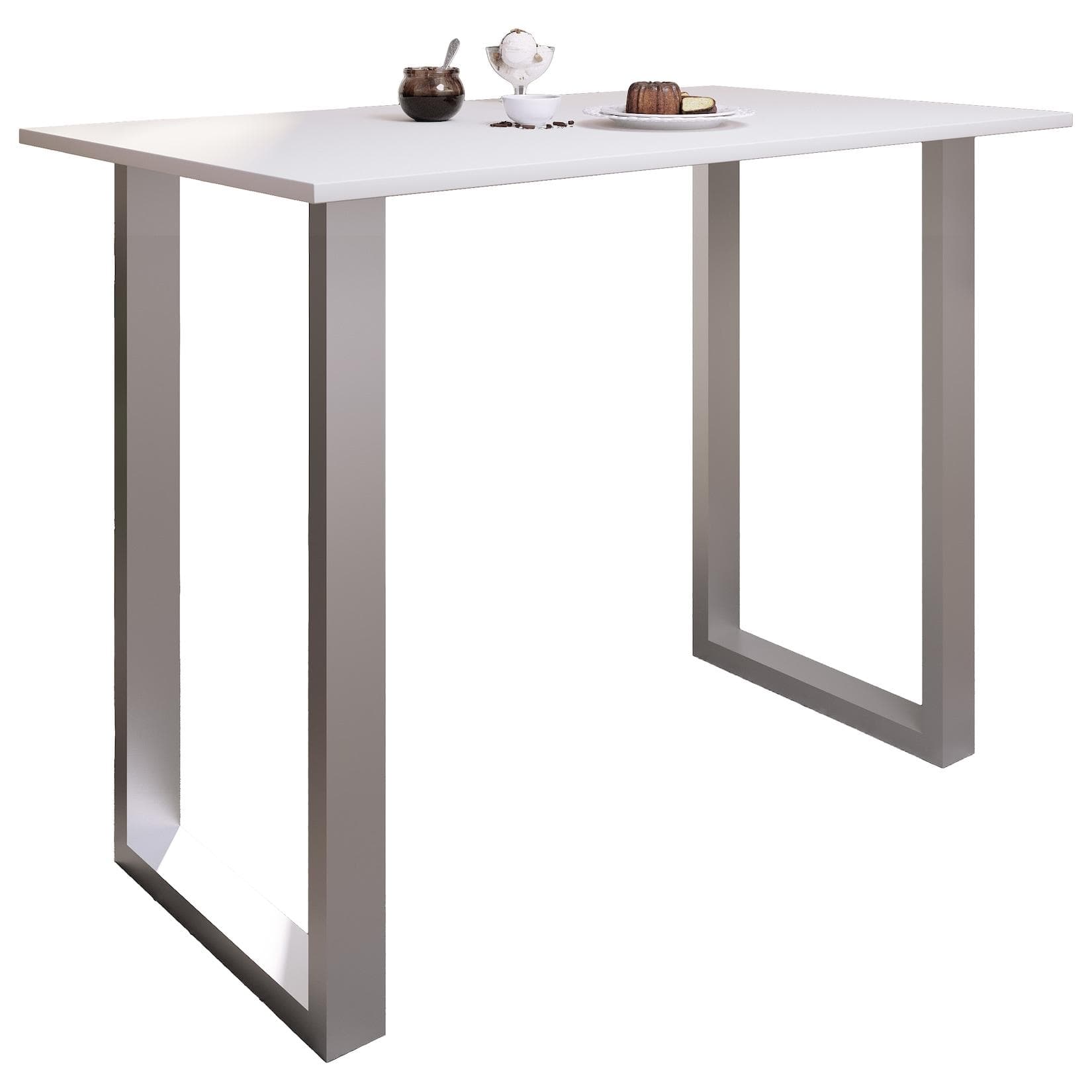 VCM Bartisch Xona Stehtisch Tresen Weiß Silber 140x80