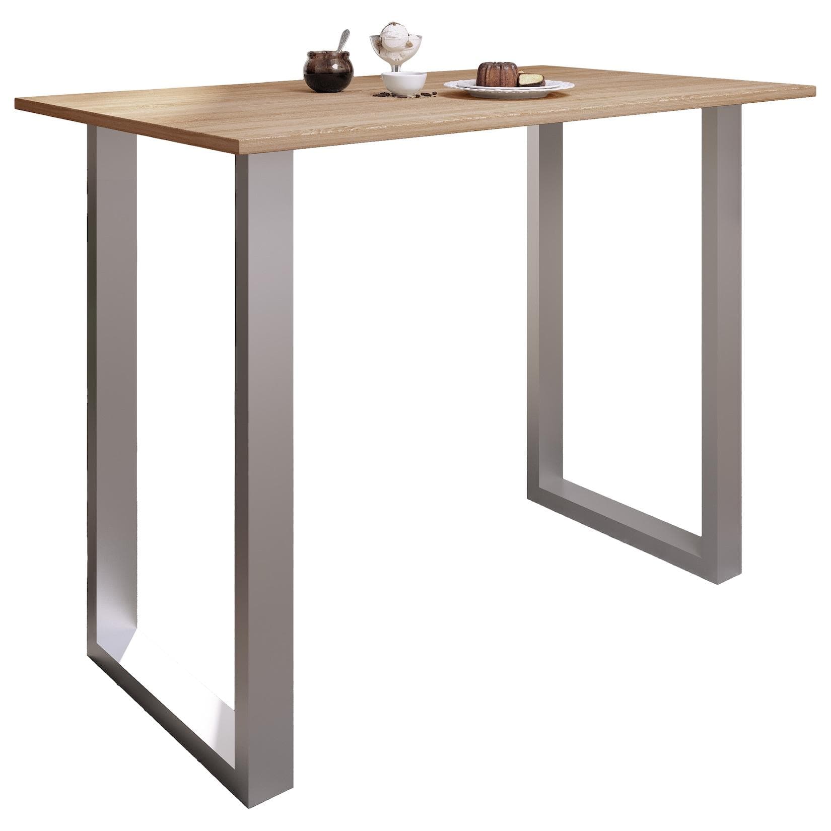 VCM Bartisch Xona 140x80 cm Braun Silber Stehtisch