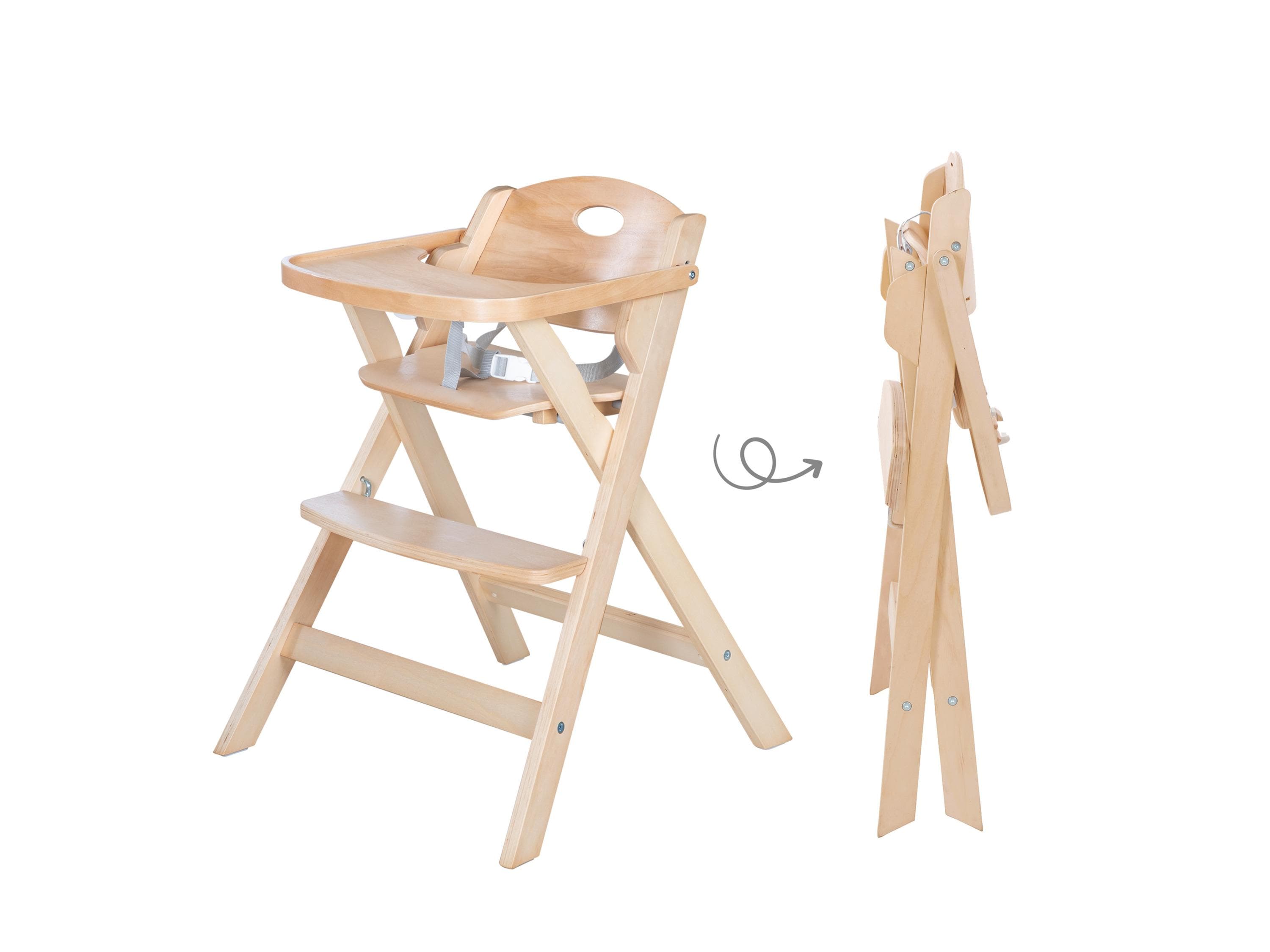 Klappbarer Hochstuhl aus Holz für Babys und Kinder