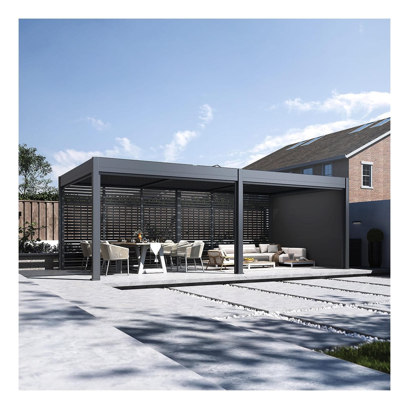 Bellavista Pergola Pavillon mit Lamellen Dach Oasis 3,6 x 7,2m Anthrazit