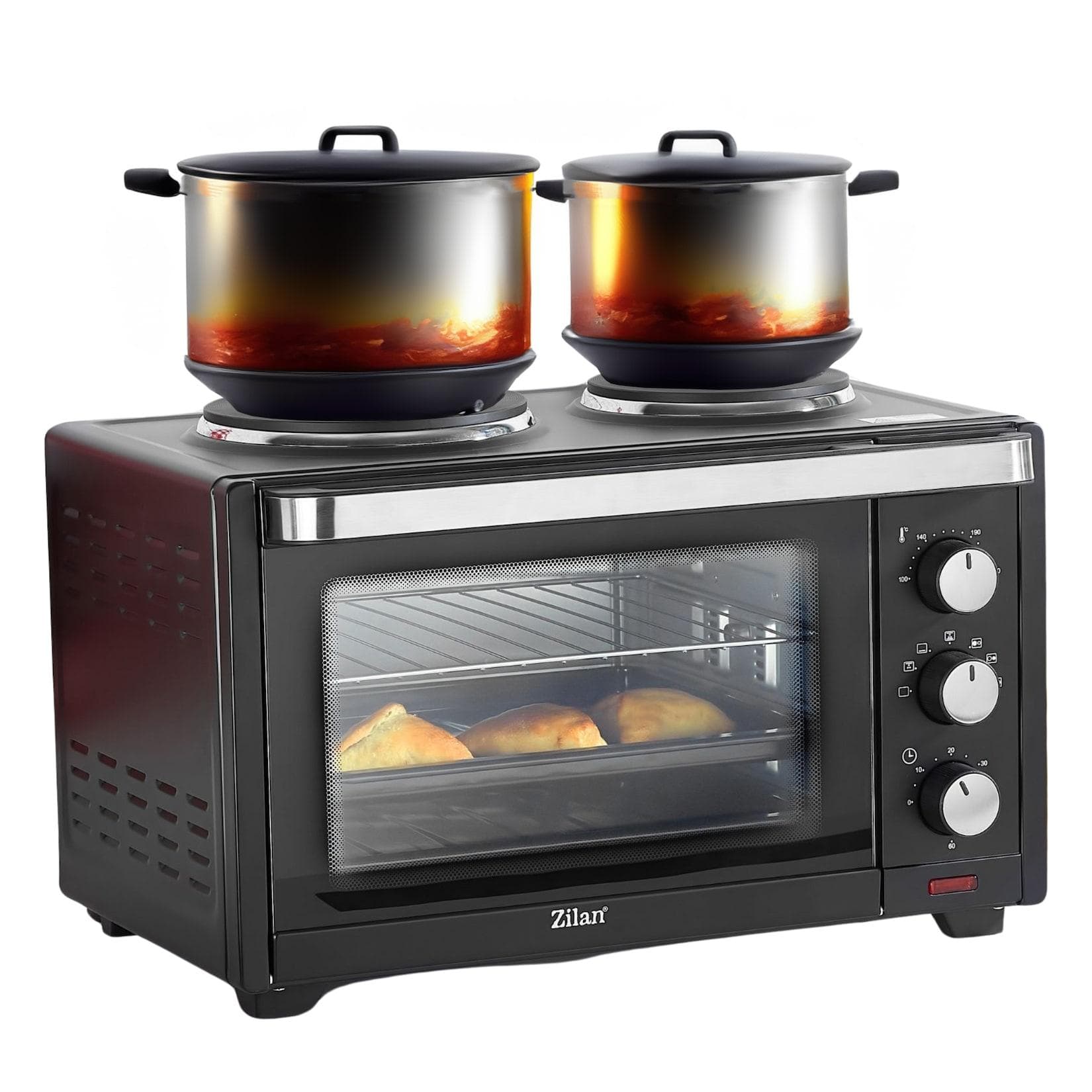 Zilan Minibackofen 28L mit Kochplatten und Rotisserie