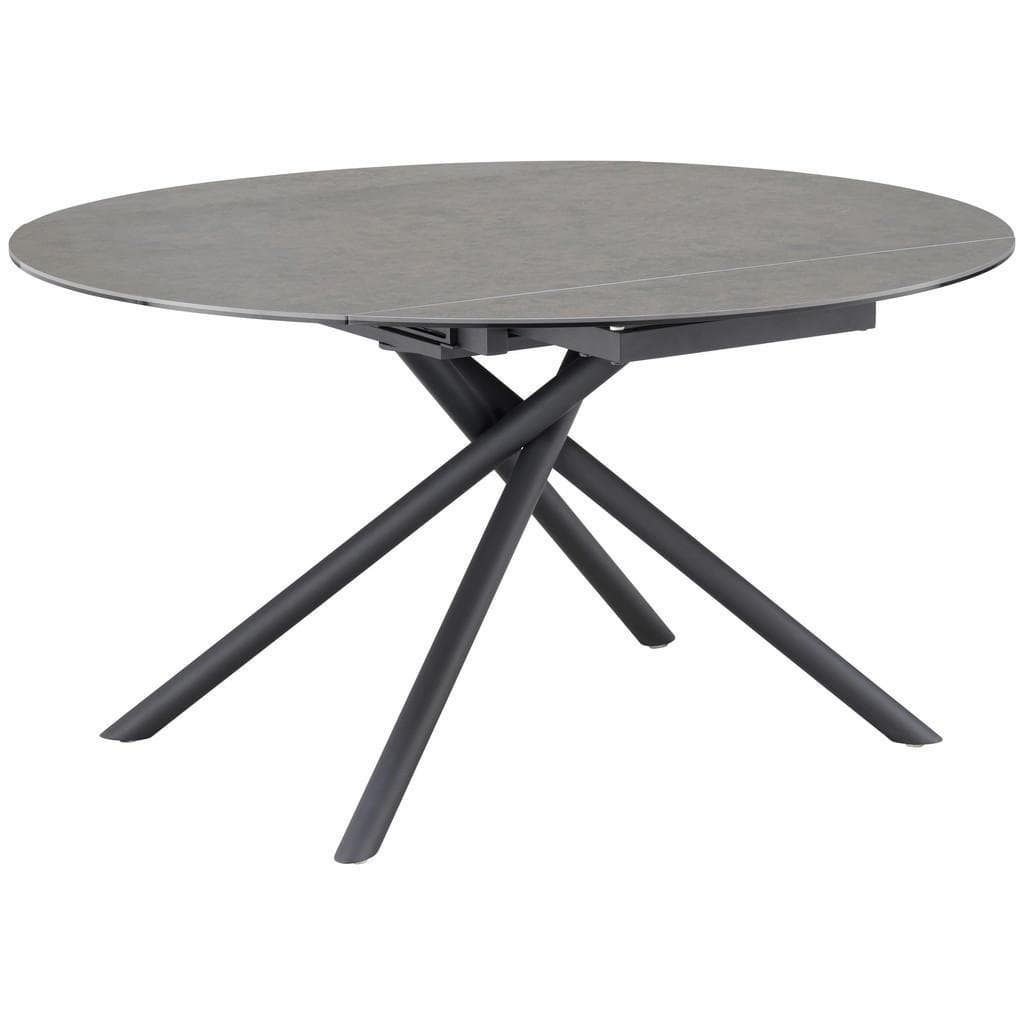 Mid.you Esstisch Anthrazit Schwarz Metall Glas Keramik Rund Ausziehbar