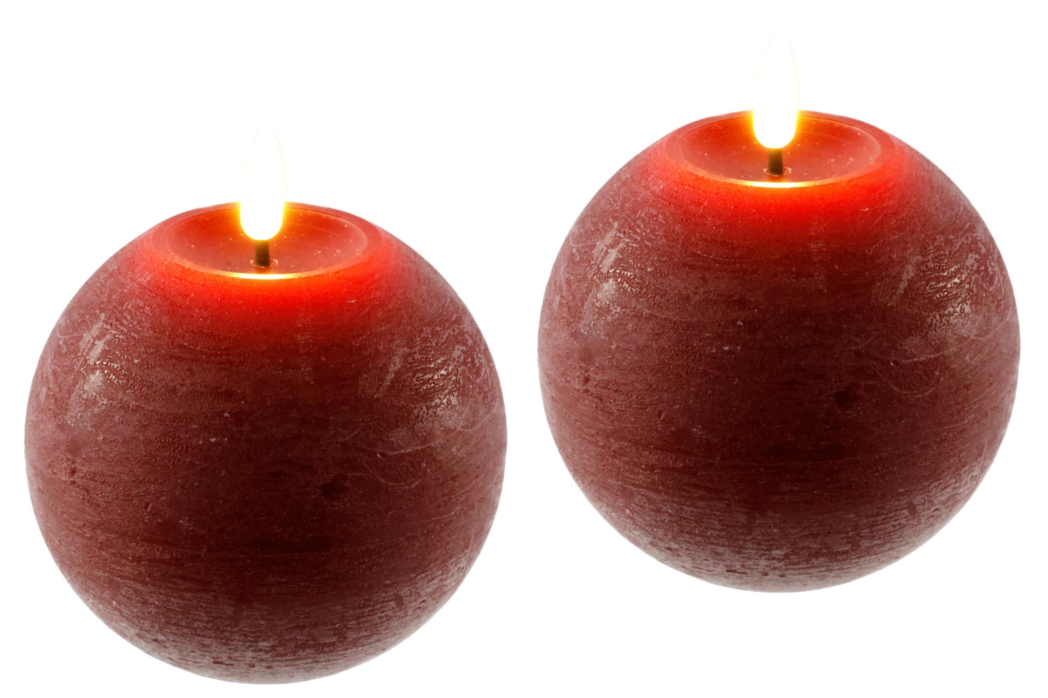 I.GE.A. LED Echtwachskerze 2er Set Rot mit Timer
