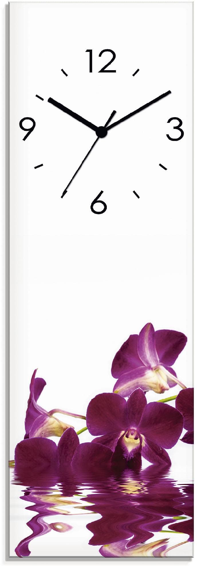 Artland Wanduhr Phalaenopsis Orchidee Lila Glas