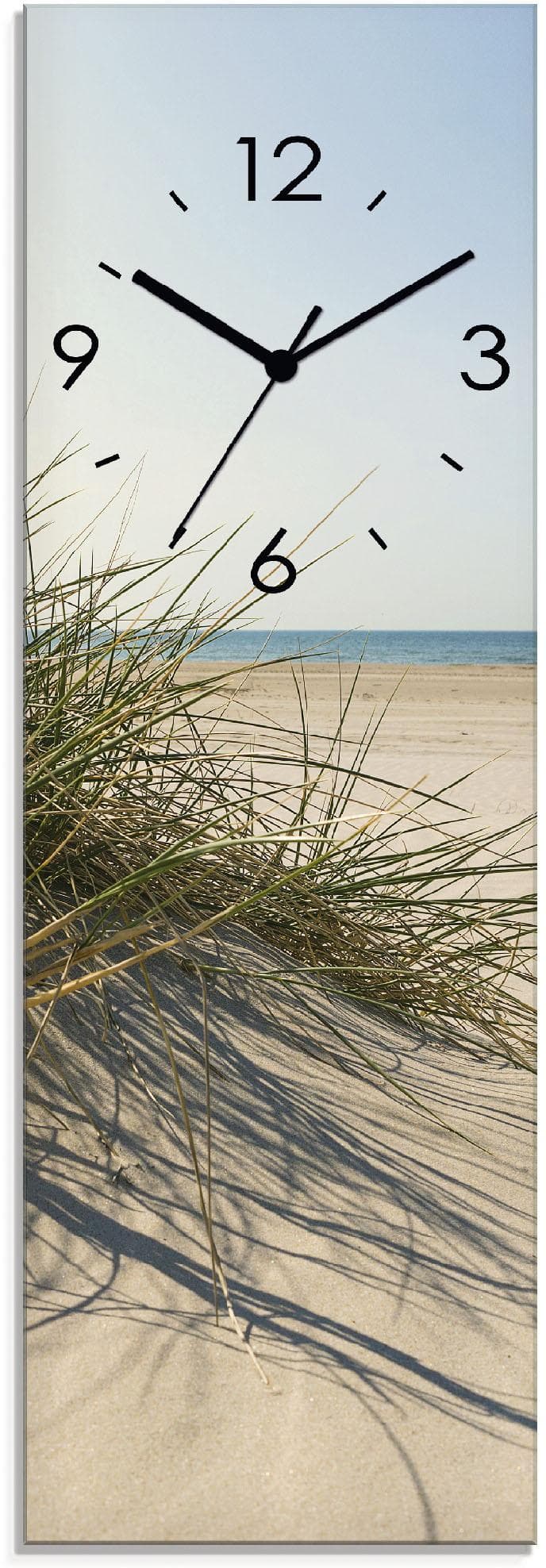 ARTLAND Wanduhr Strandgras Beige Glas Hochformat Funkuhr
