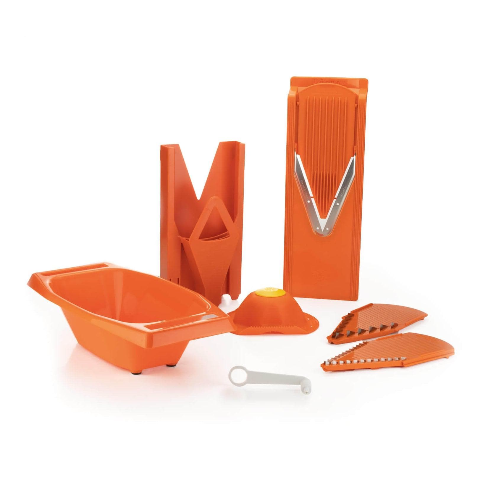 Börner Mandoline V3 Spezial 7-teiliges Set 5 Schnittstärken BPA-frei und rostfrei Orange