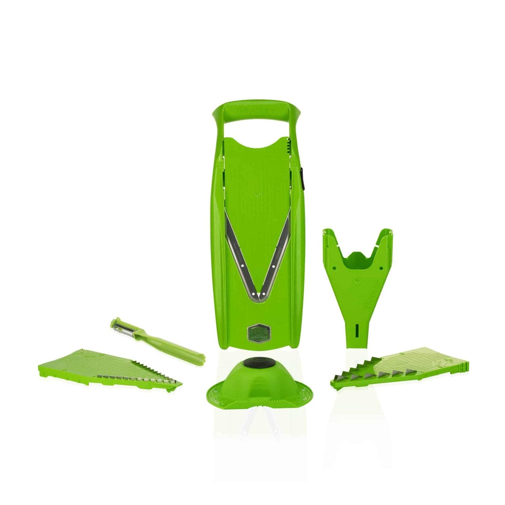 Börner V5 PowerLine Plus Gemüsehobel, Obst- & Gemüseschneider mit 10 Schnittarten, 6 tlg. Set, Grün