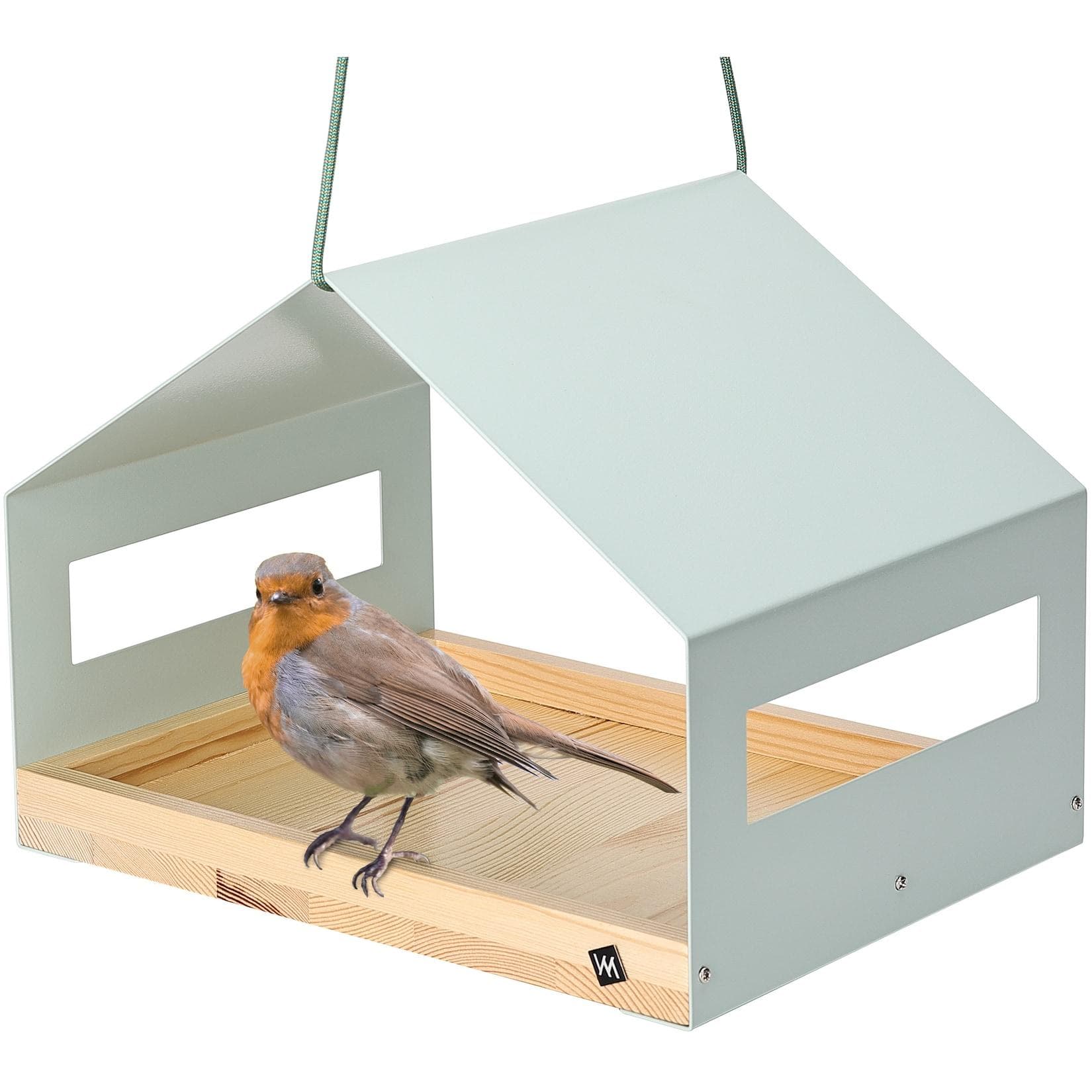 WONDERMAKE Vogelhaus wetterfest zum Aufhängen, Metall Vogelfutterhaus groß Vogelhäuschen, Design Futterhaus für Wildvögel aus Edelstahl und Holz, hängend