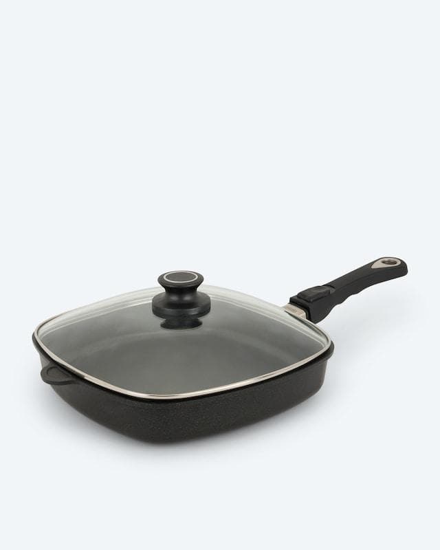 HSE Viereckpfanne mit Glasdeckel Aluminium Guss