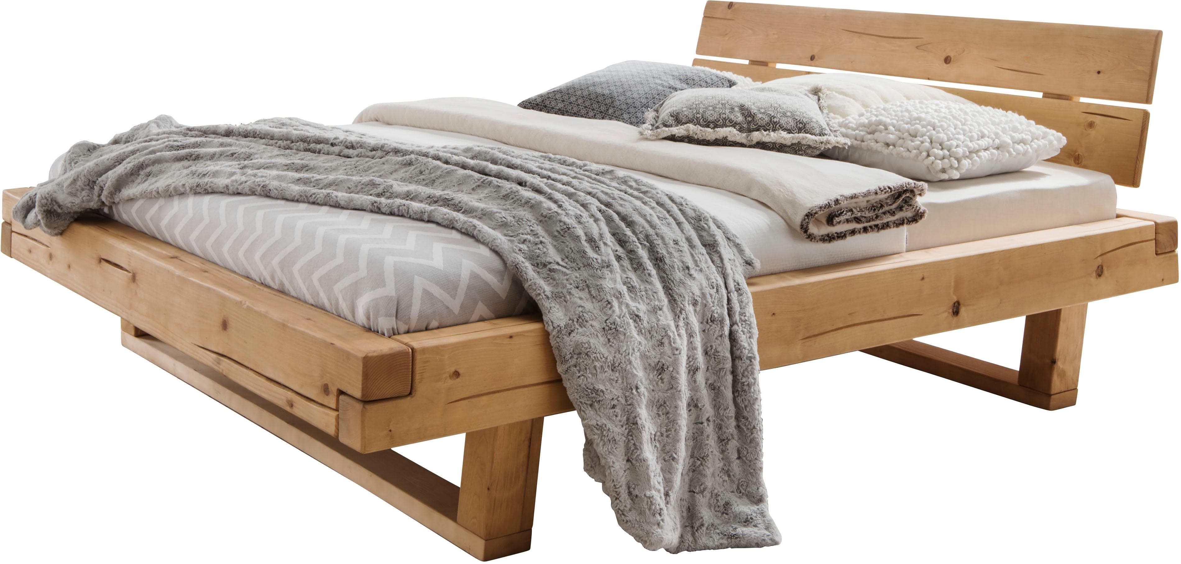 Massivholzbett Balkenbett aus Wildeiche oder Fichte