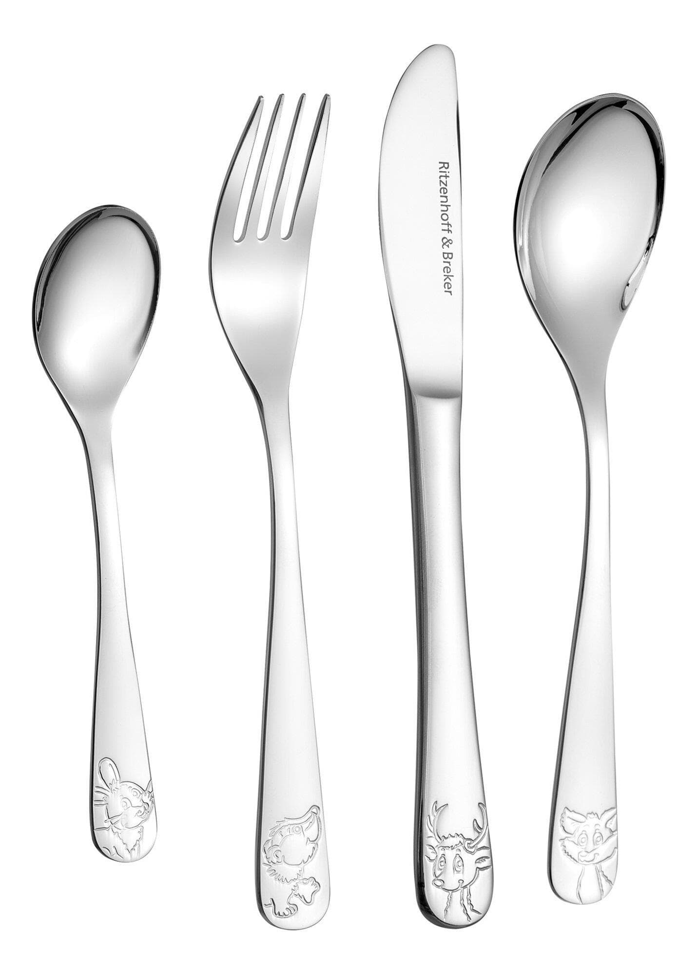 Ritzenhoff Breker Kinderbesteck Waldtiere Silber Metall 4-teilig