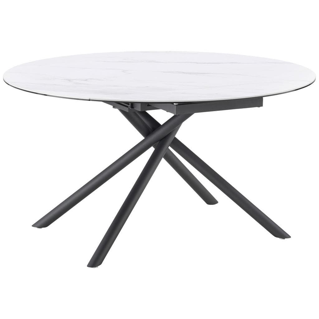 Mid.you Esstisch Schwarz Weiß Metall Glas Keramik Rund Ausziehbar Esszimmer