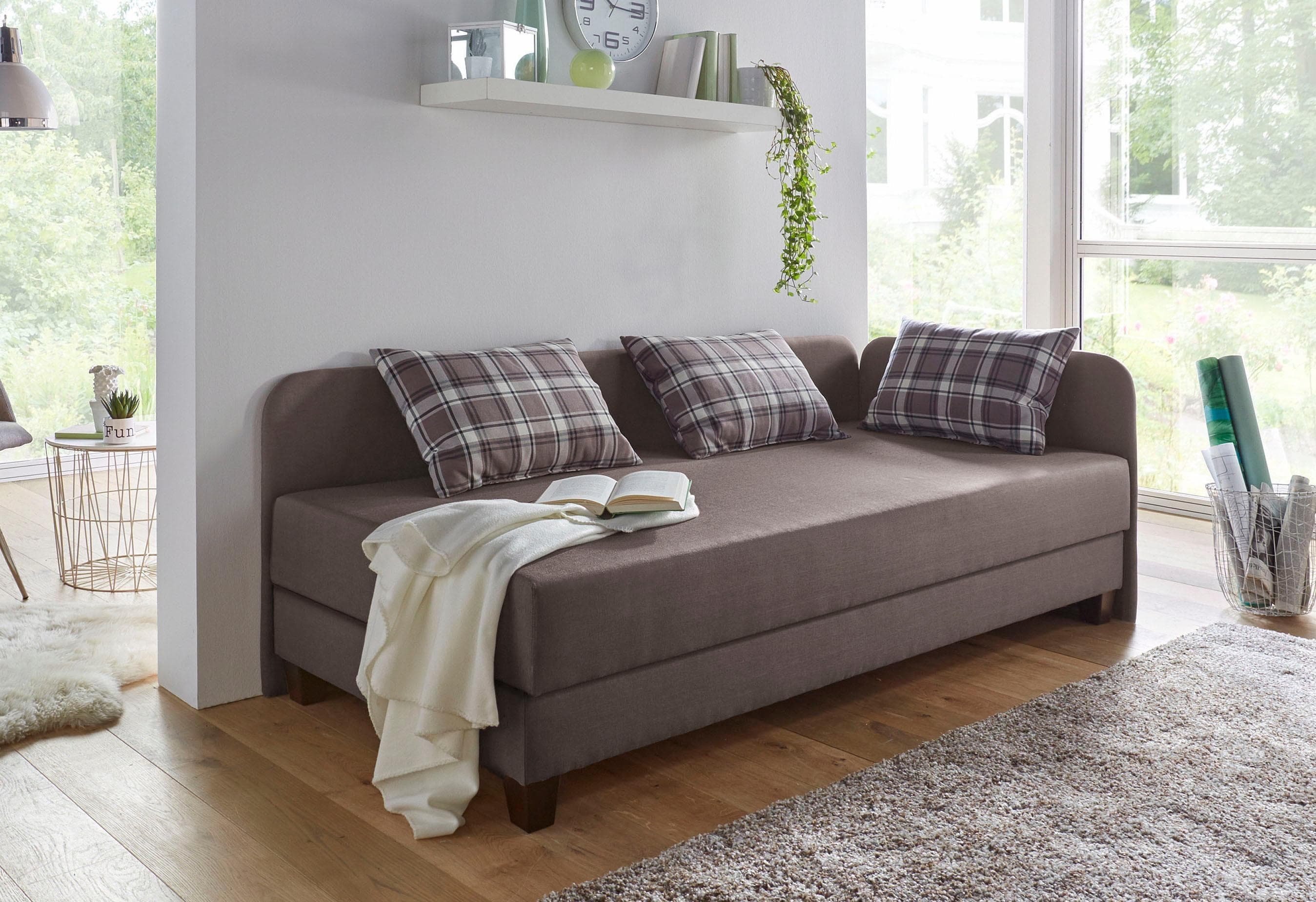 Gästebett MAINTAL Grau mit Bettkasten und Polsterliege