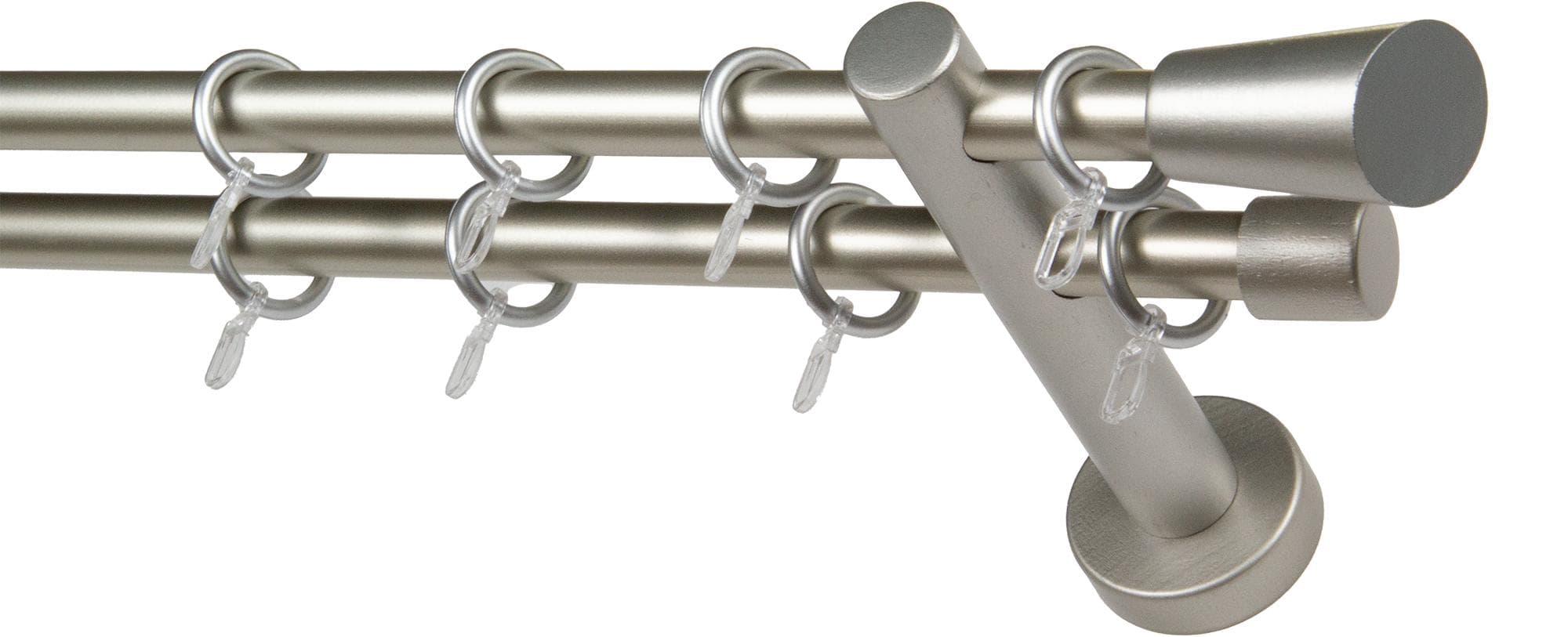 GARESA MOLIS Gardinenstange 2-läufig Beige/Silber Aluminium Holzwerkstoff