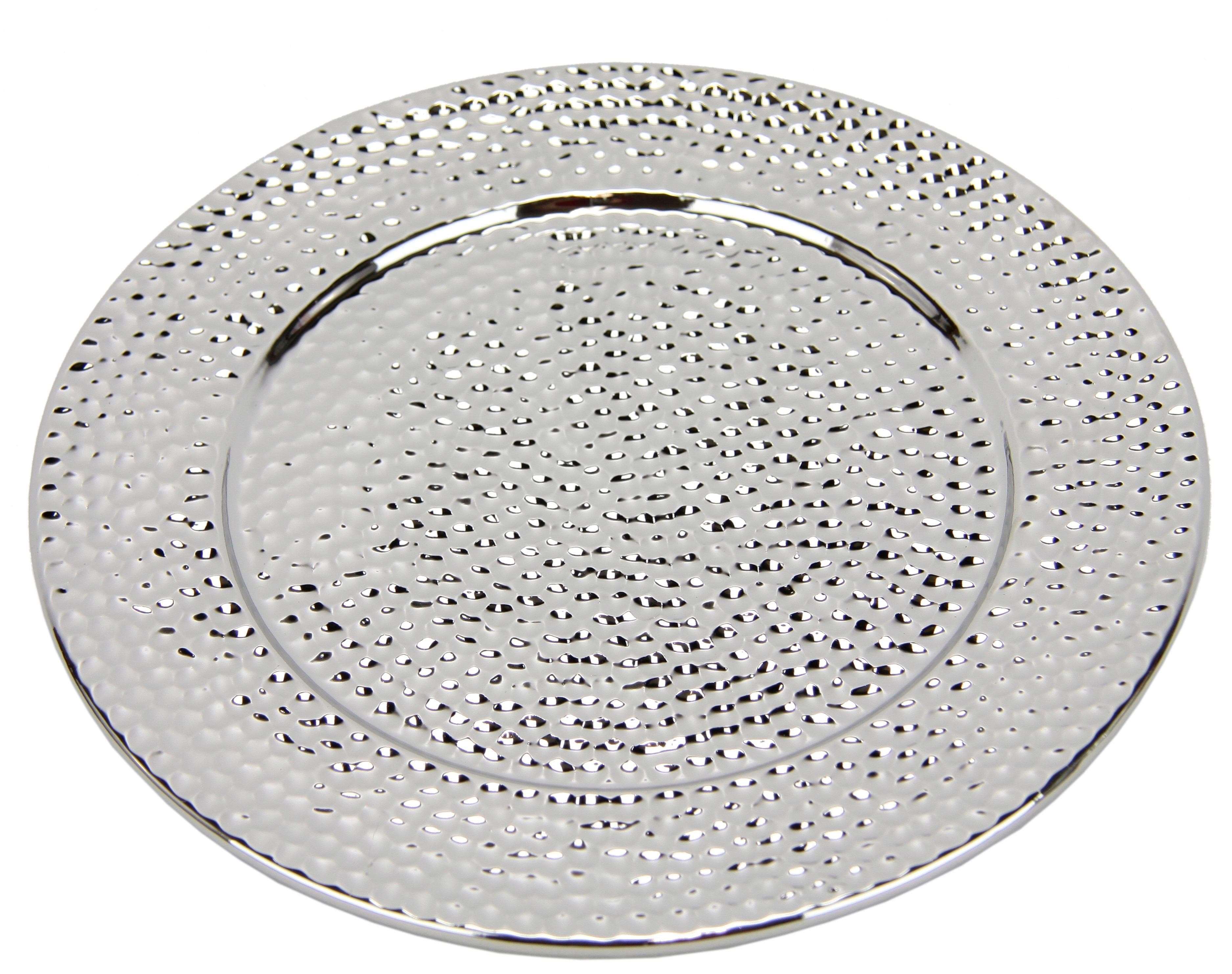 I.GE.A. Keramik-Schale Dekotablett Silber Schlaghammer-Optik