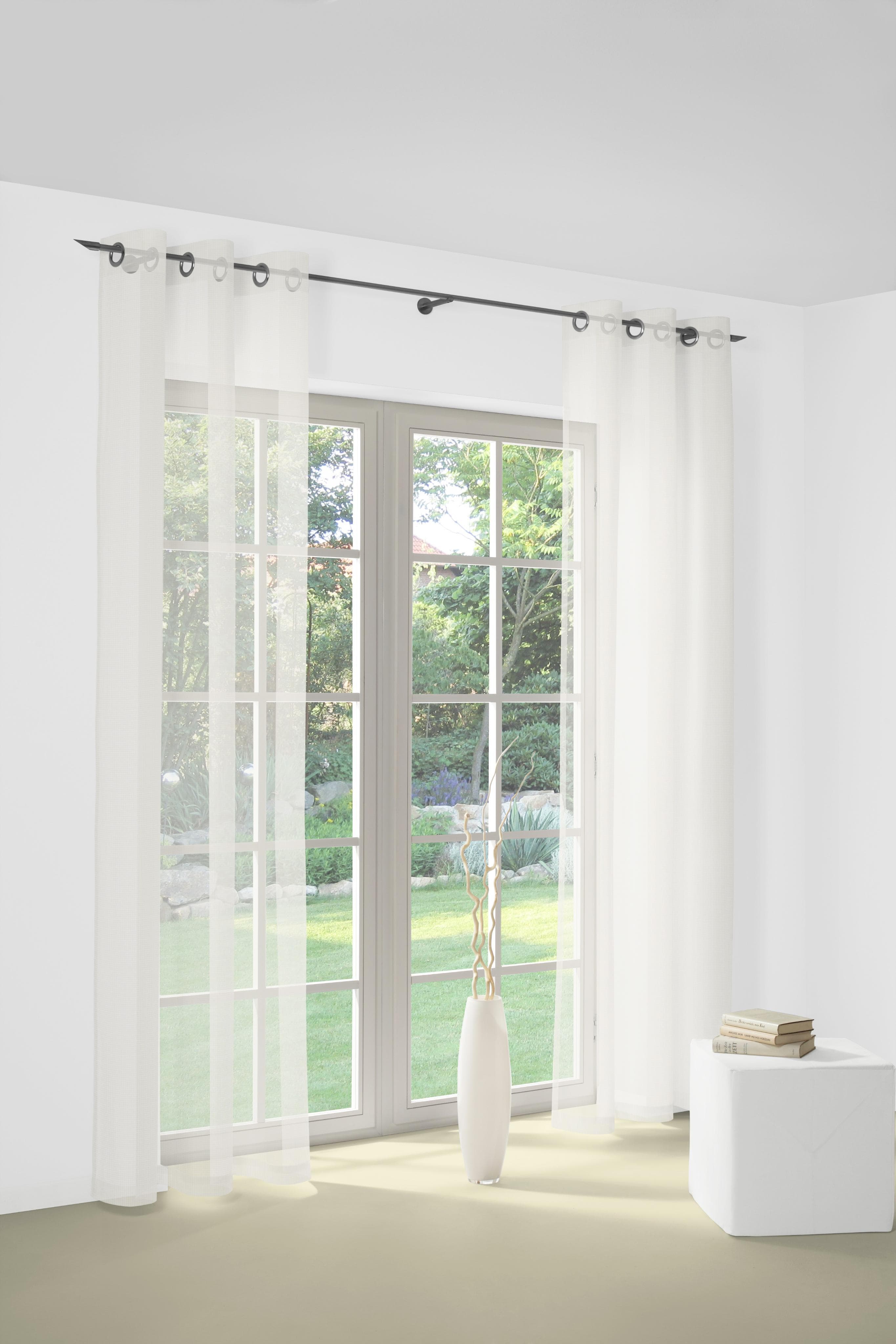 Gardine WIRTH Bettina Beige Polyester Fertiggardine mit Metallösen