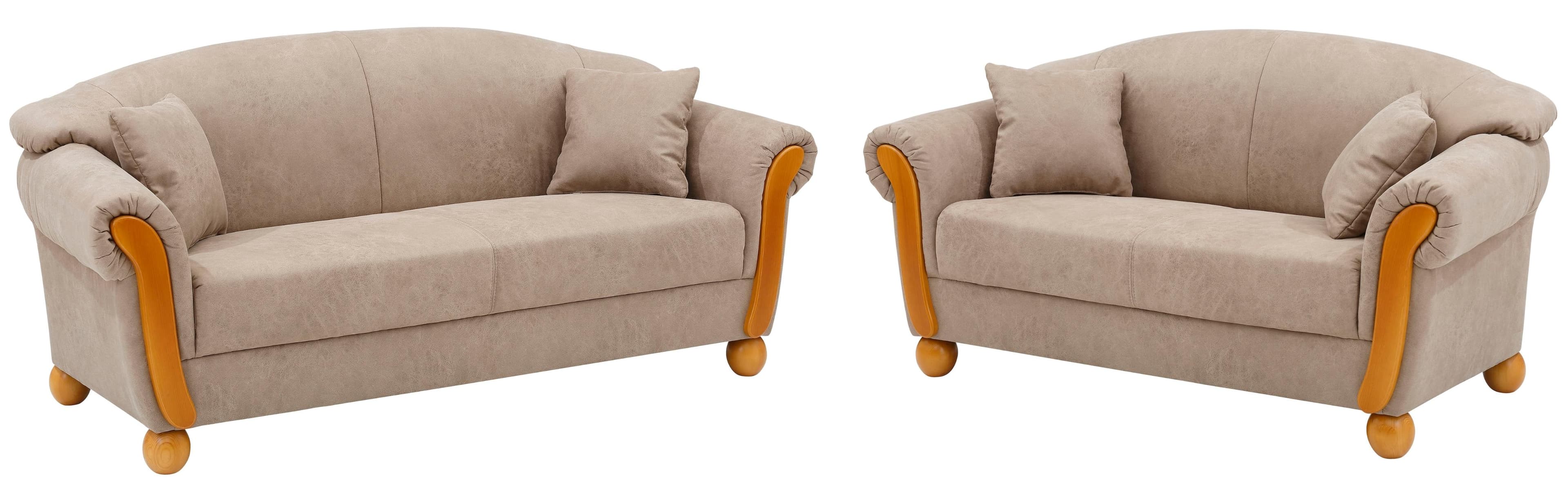 HOME AFFAIRE Milano Sofa-Set Beige 2- und 3-Sitzer mit Zierkissen