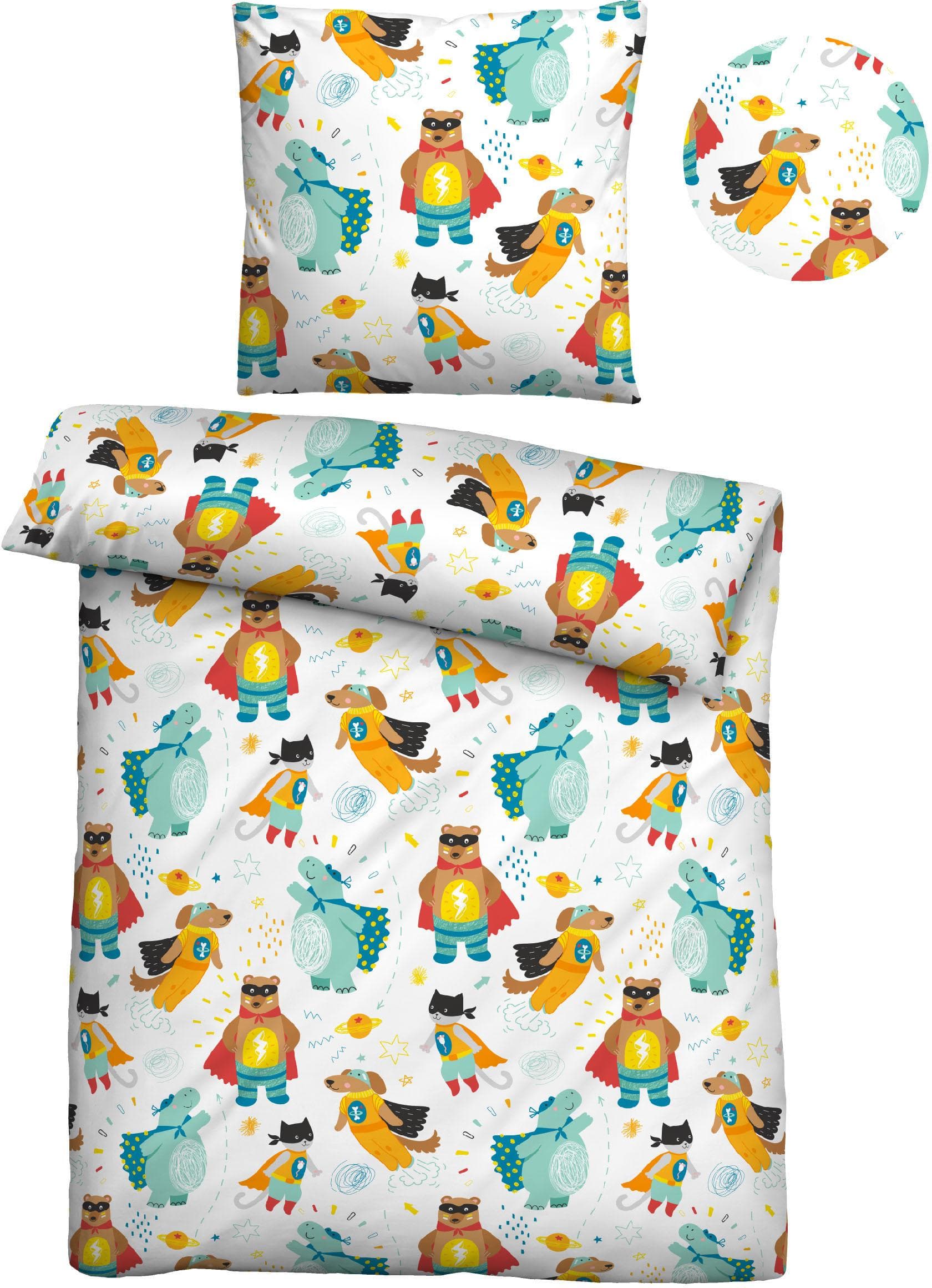 Biberna Kinderbettwäsche Yuna Superhelden - Hautfreundlich & Kühlend