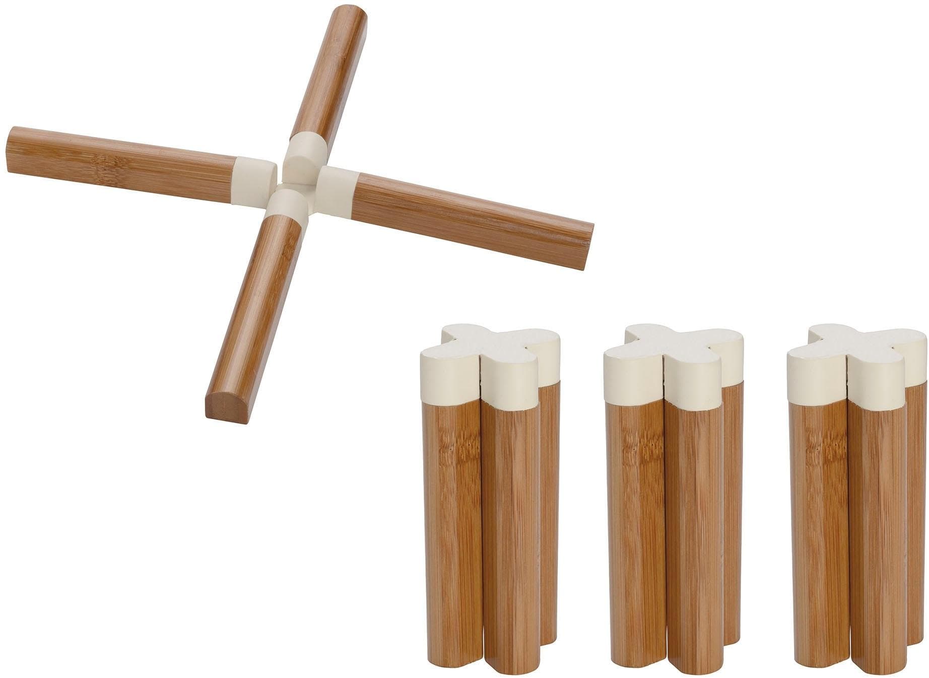 WENKO Topfuntersetzer Miley Bambus Dunklebraun/Creme Einklappbar