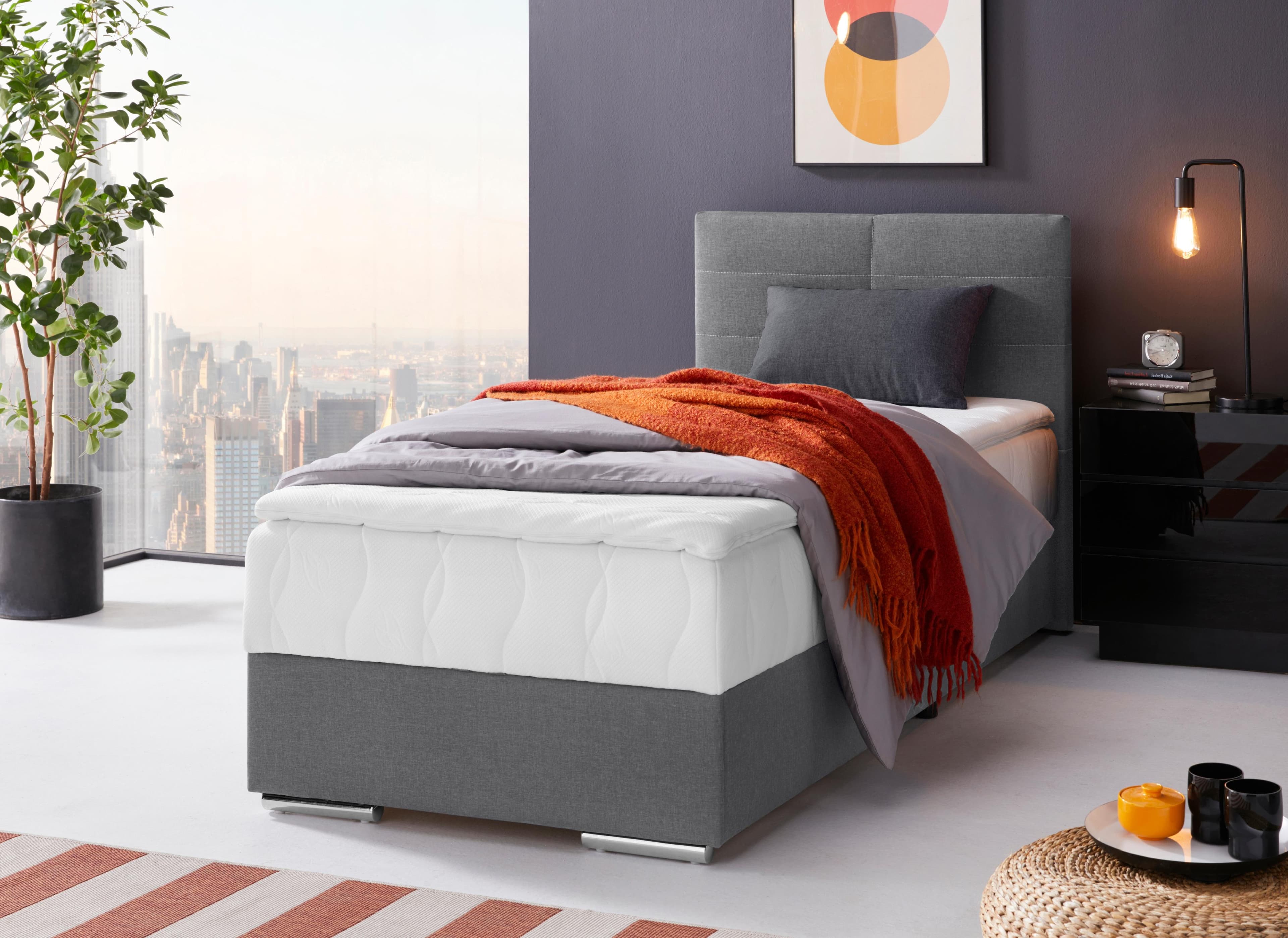 COTTA Boxbett Tom mit Bettkasten, Topper und Zierkissen Grau