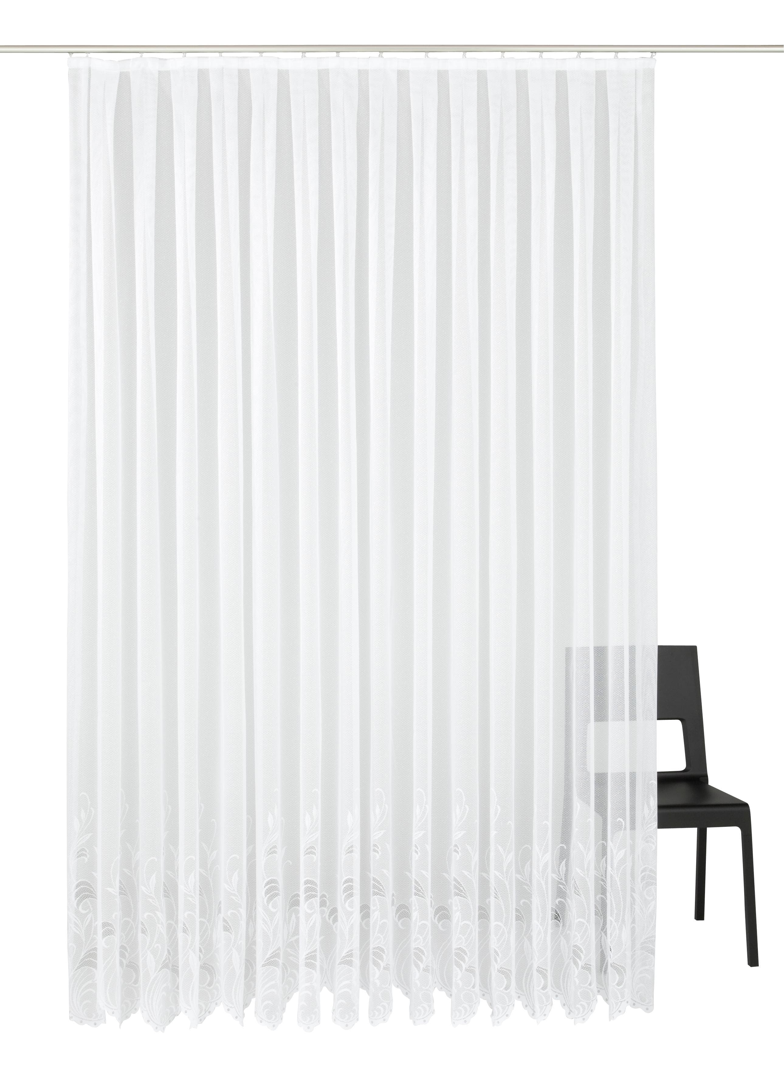 Weckbrodt-Gardine Jacqu Weiß Feste Falten Polyester