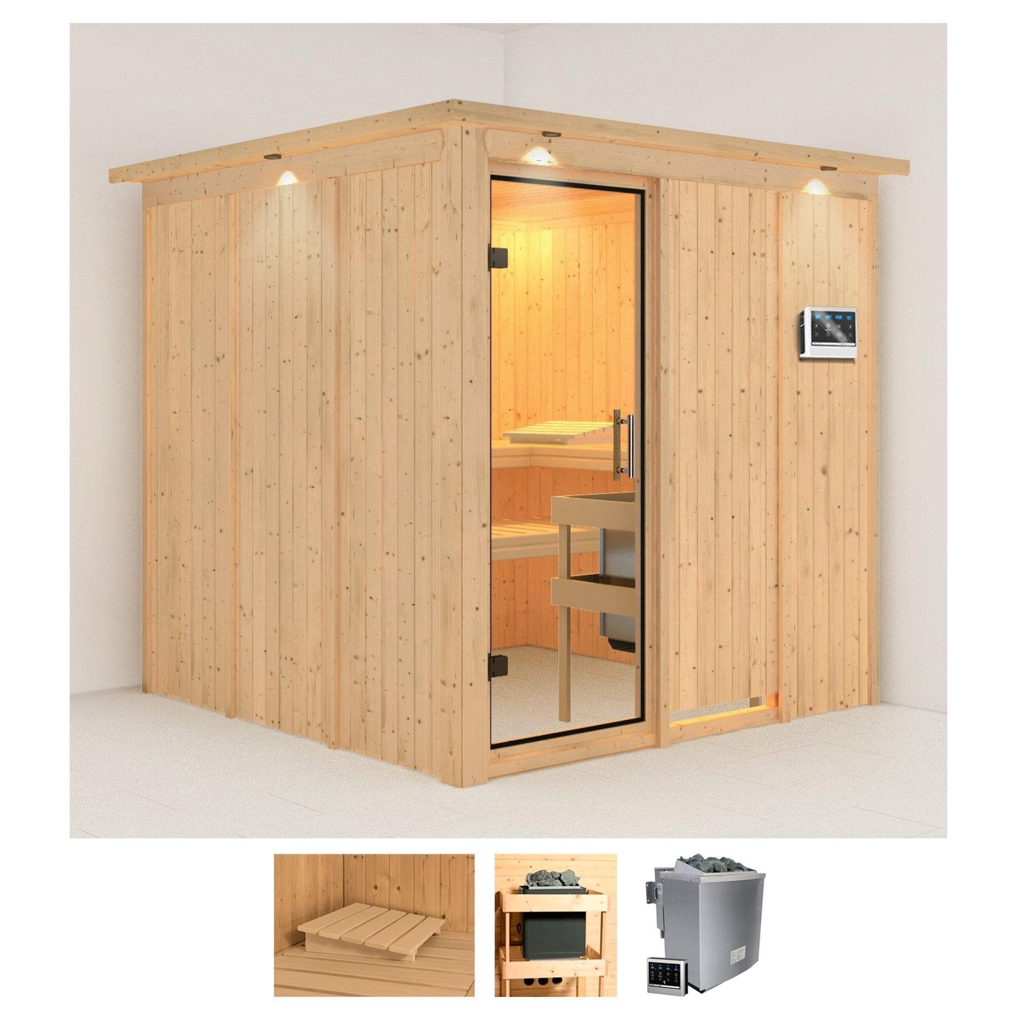 Sauna KARIBU "Rodin" Bio-Kombiofen 9 kW