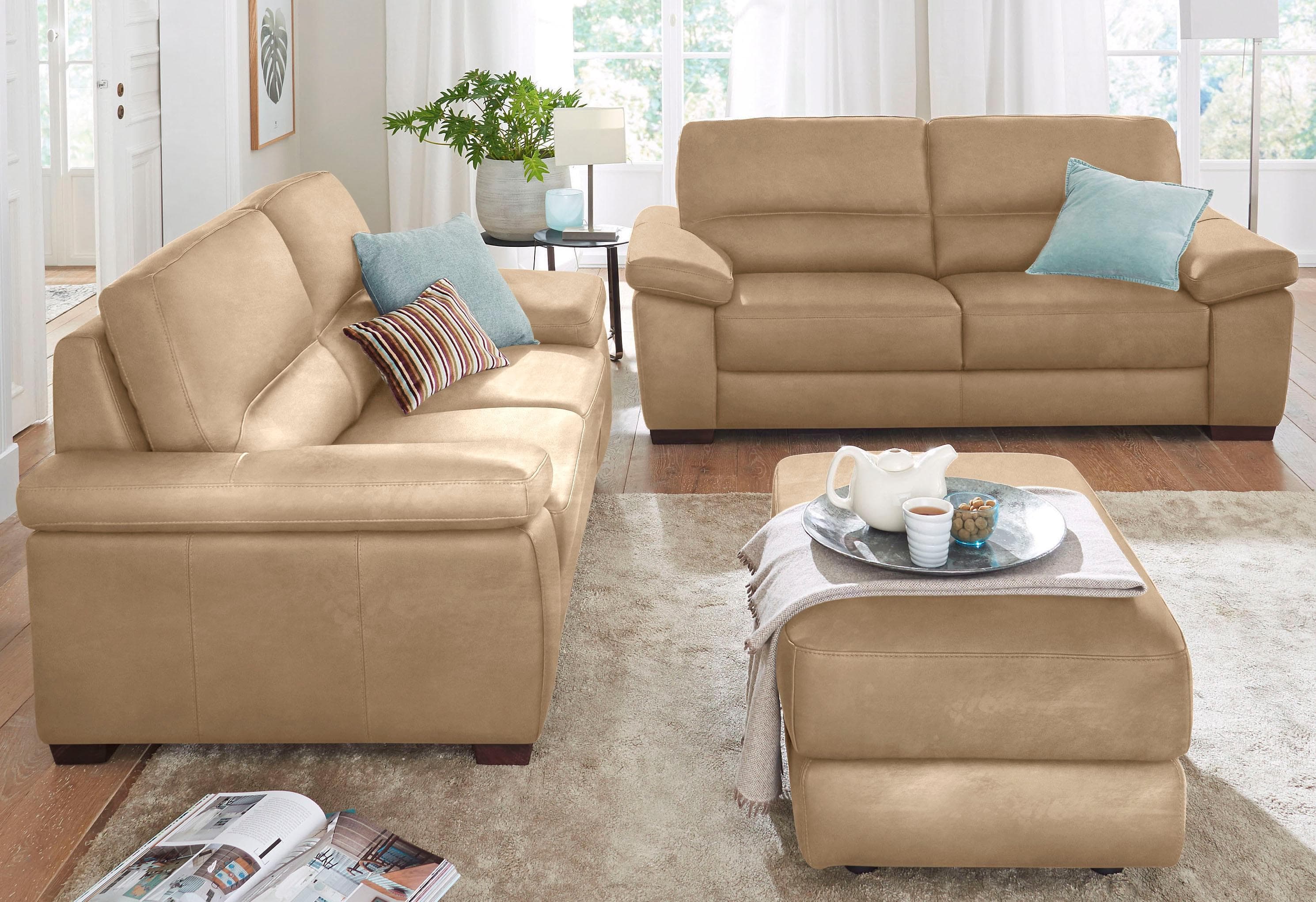 CALIA ITALIA Polstergarnitur Gaia 2-tlg. Beige Luxus-Microfaser