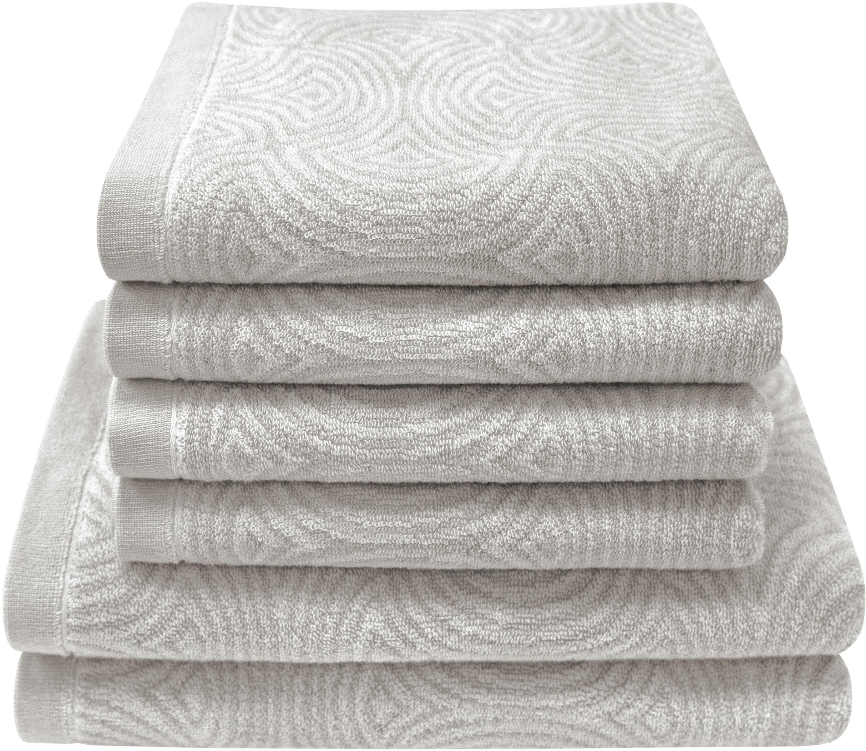 DYCKHOFF Handtuch Set Landscape Silber 6-tlg. Walkfrottier