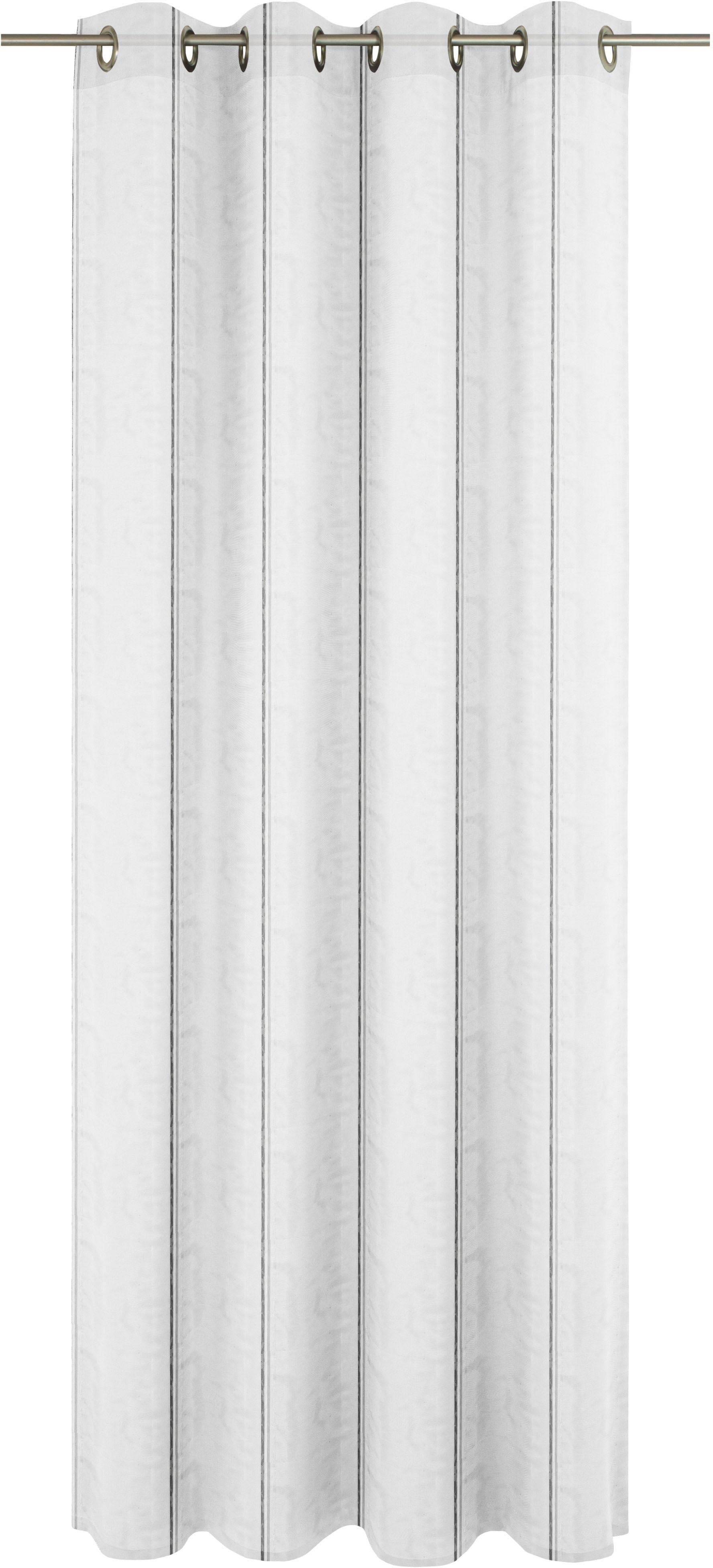 Gardine WIRTH Chloé Grau Weiß Polyester mit Ösen