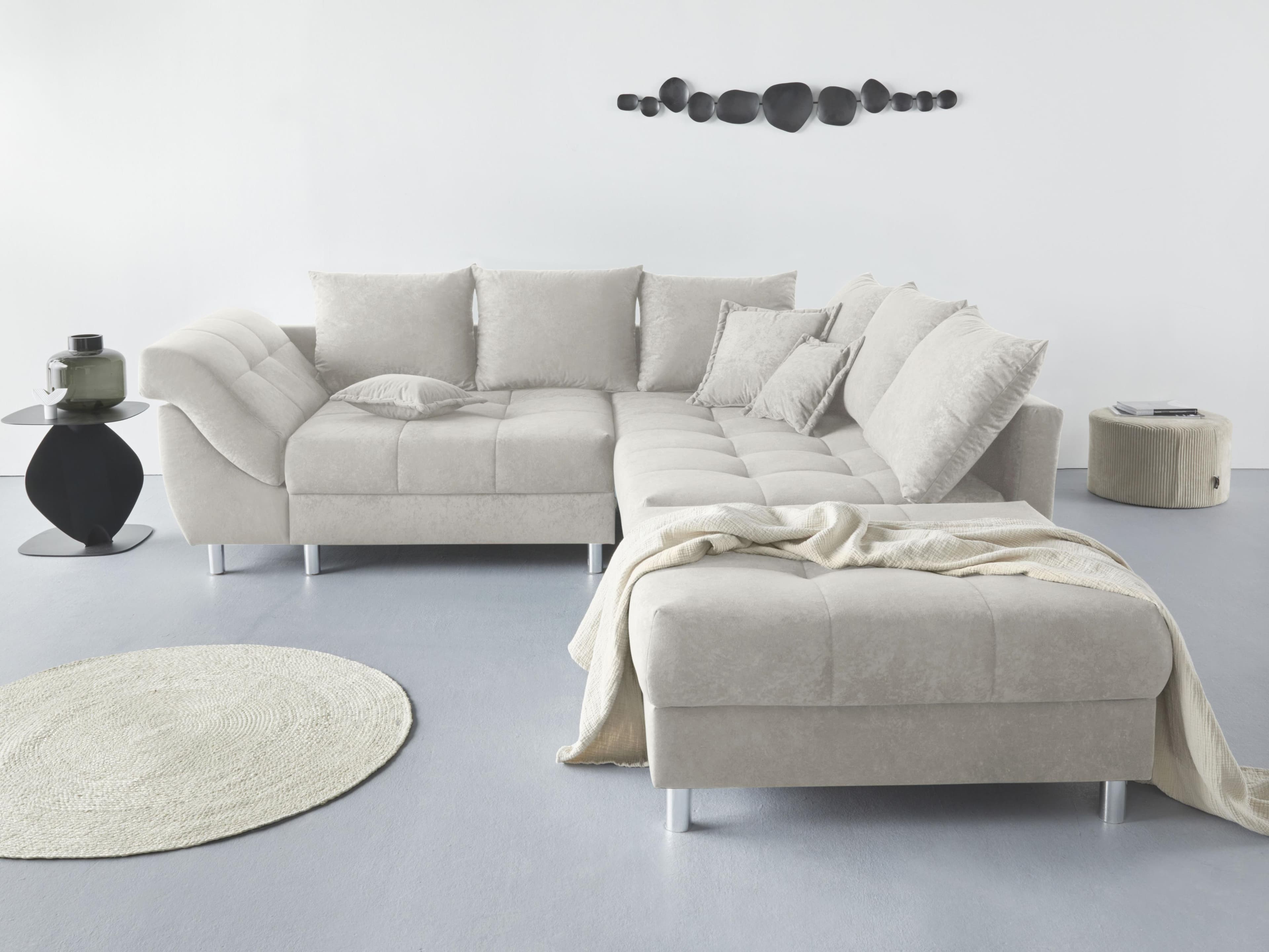 Recamiere Ecksofa mit Hocker - Links/Rechts Montage